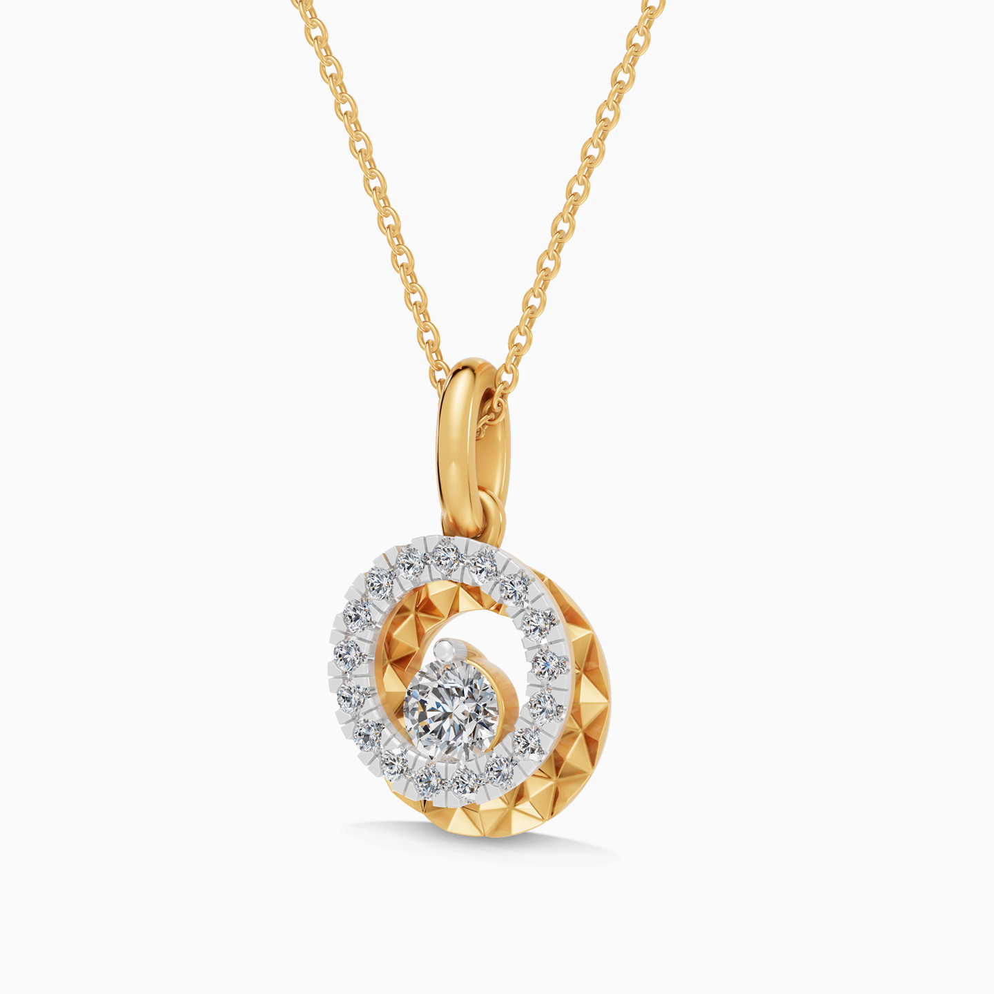 Circular Frame Diamond Pendant Necklace in 18K Gold - 2 Circular Frame Diamond Pendant Necklace in 18K Gold - 2