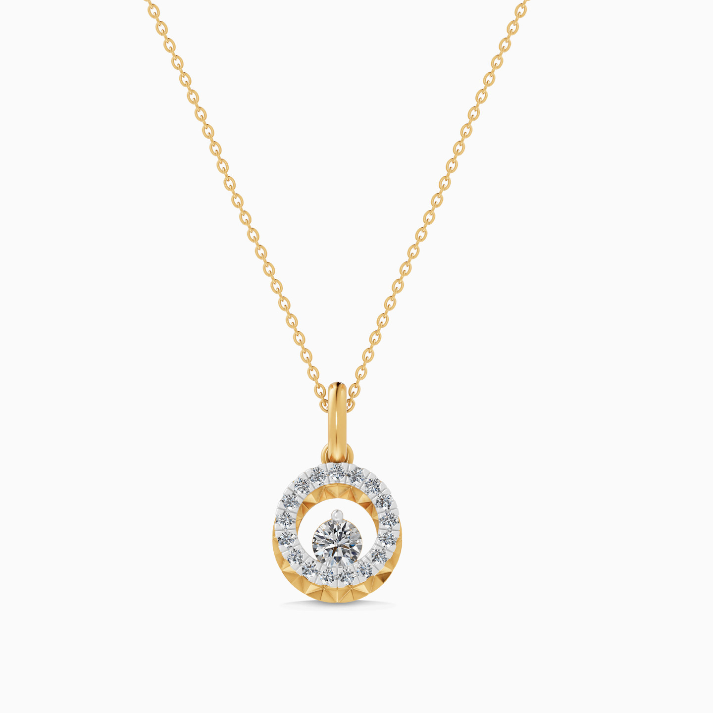 Circular Frame Diamond Pendant Necklace in 18K Gold - 3 Circular Frame Diamond Pendant Necklace in 18K Gold - 3