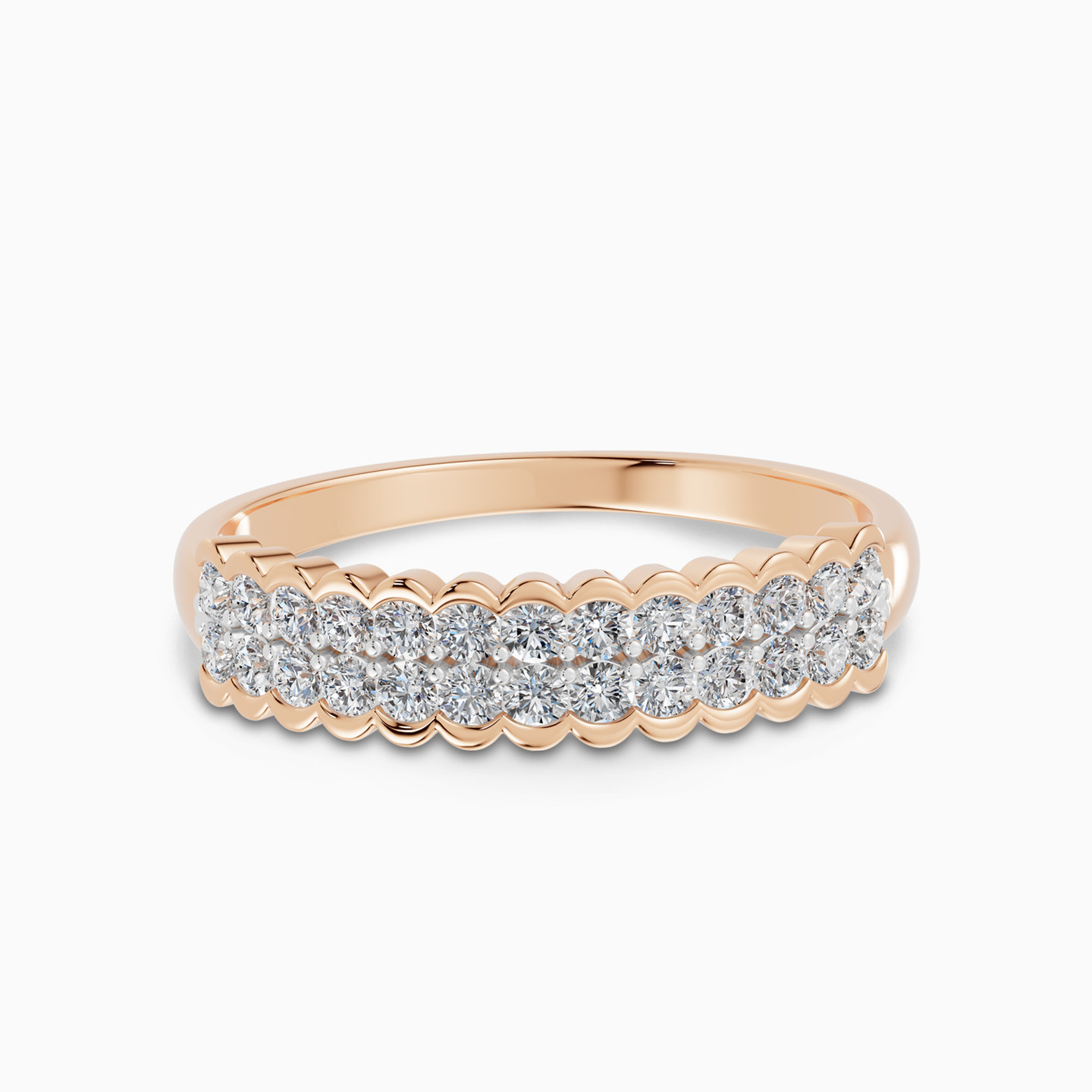Double Scalloped Edges Diamond Ring in 18K Gold Double Scalloped Edges Diamond Ring in 18K Gold