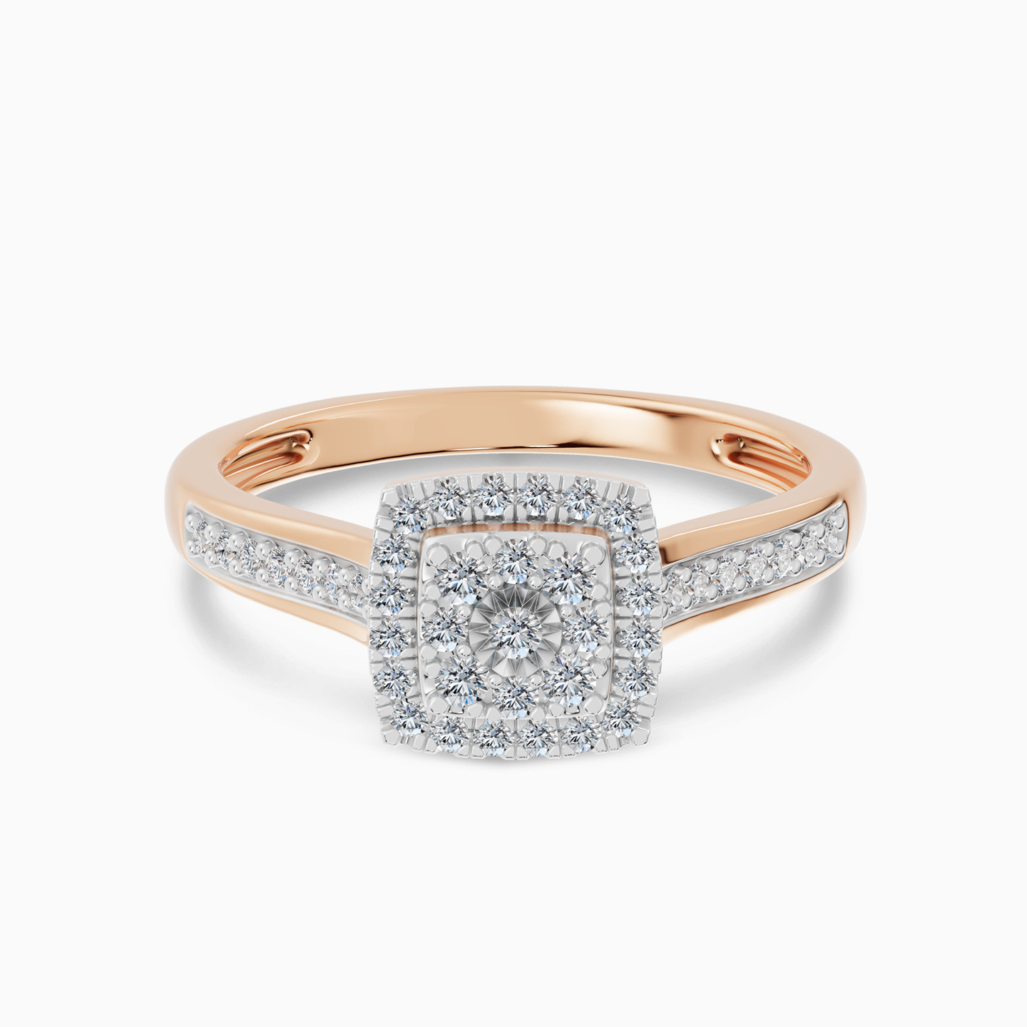 Square Cluster & Halo Diamond Ring in 18K Gold Square Cluster & Halo Diamond Ring in 18K Gold