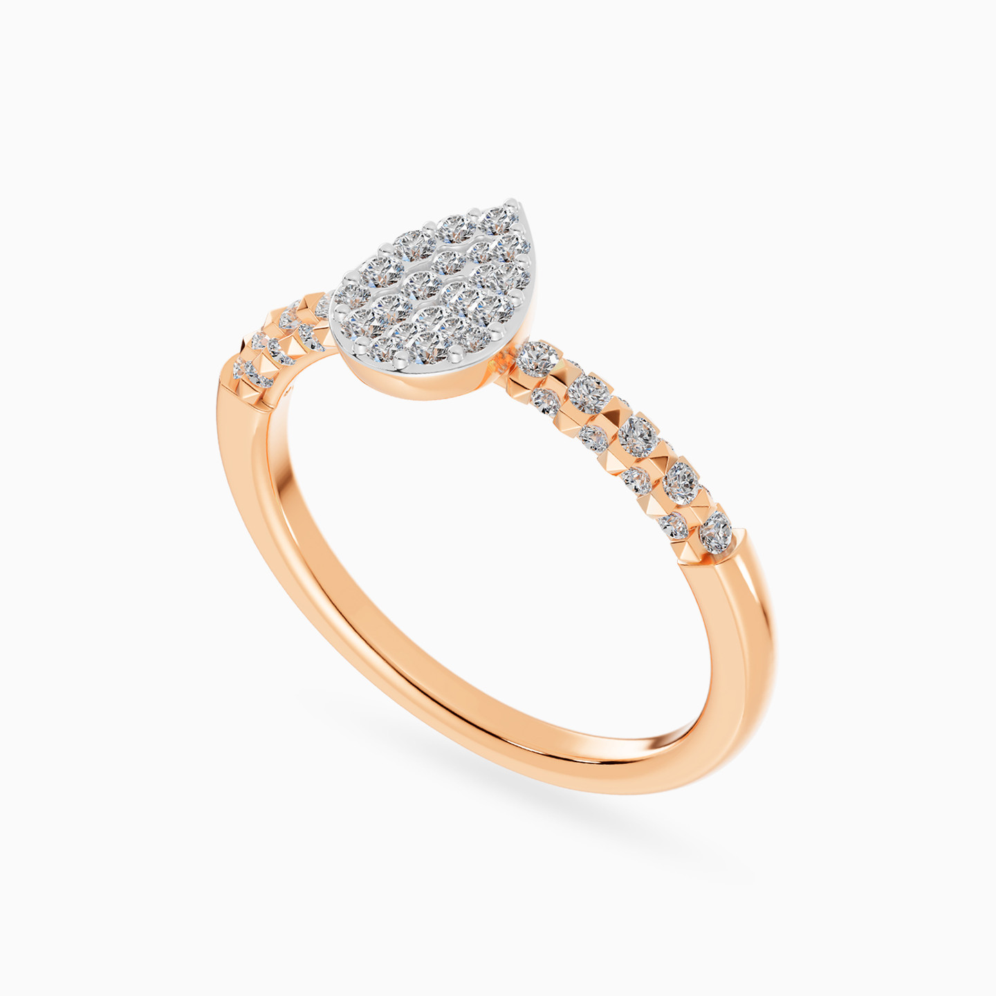 Central Pear Cluster Diamond Ring in 18K Gold - 3 Central Pear Cluster Diamond Ring in 18K Gold - 3