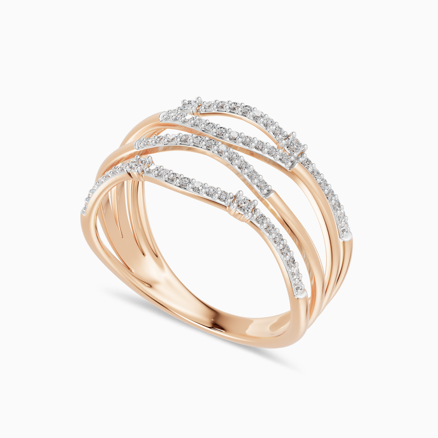 Curving Lines Diamond Ring in 18K Gold - 3 Curving Lines Diamond Ring in 18K Gold - 3
