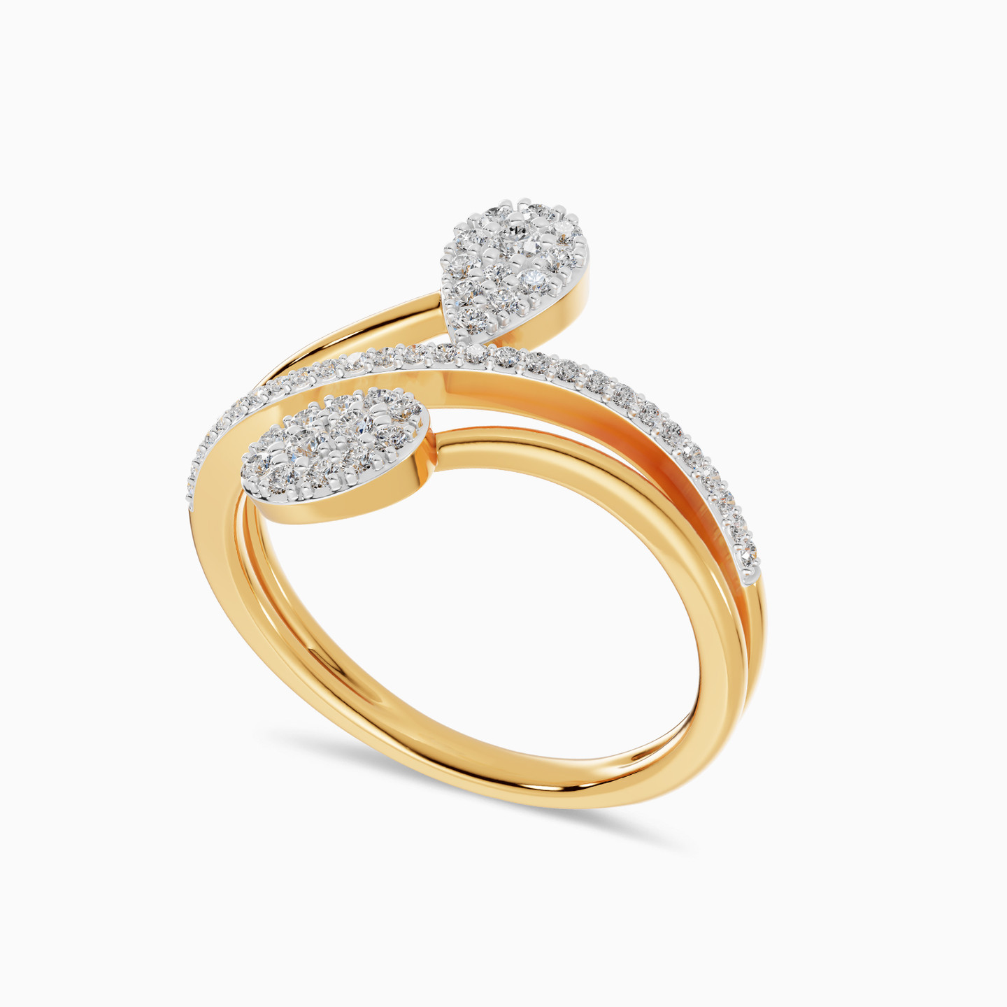 Pear & Oval Diamond Bypass Ring in 18K Gold - 3 Pear & Oval Diamond Bypass Ring in 18K Gold - 3