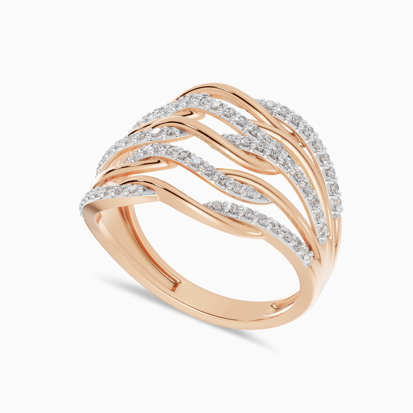 Layered Curves Diamond Ring in 18K Gold - 3 Layered Curves Diamond Ring in 18K Gold - 3