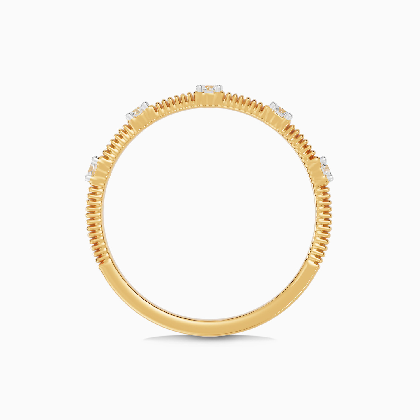 Evenly Spaced Diamond Ring in 18K Gold - 4 Evenly Spaced Diamond Ring in 18K Gold - 4
