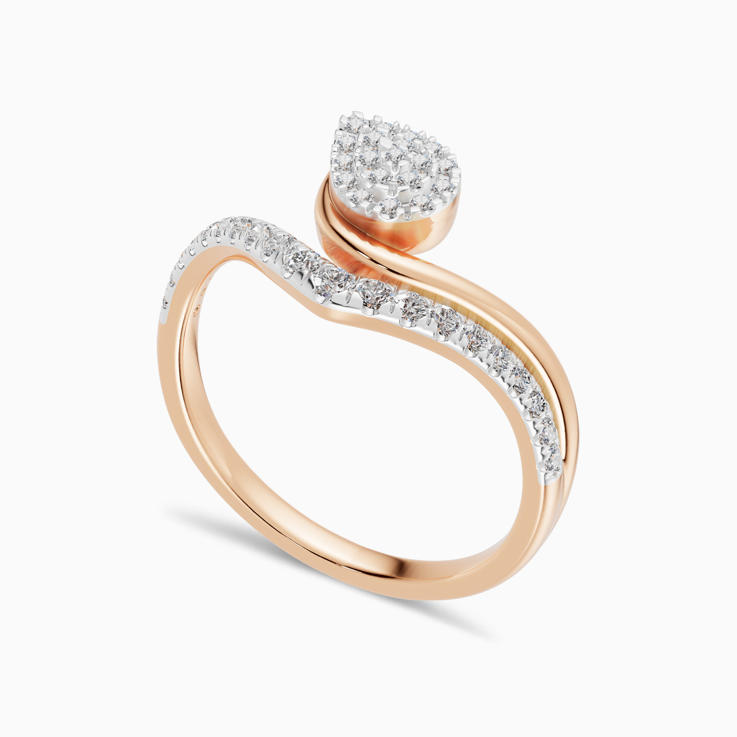 Curve & Pear Cluster Diamond Ring in 18K Gold - 3 Curve & Pear Cluster Diamond Ring in 18K Gold - 3