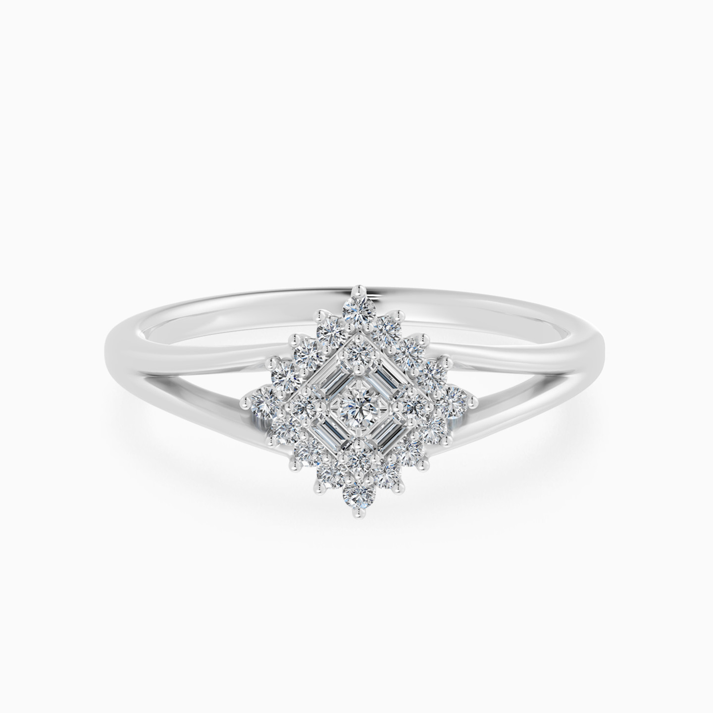 Square Cluster Diamond Split Shank Ring in 18K Gold Square Cluster Diamond Split Shank Ring in 18K Gold