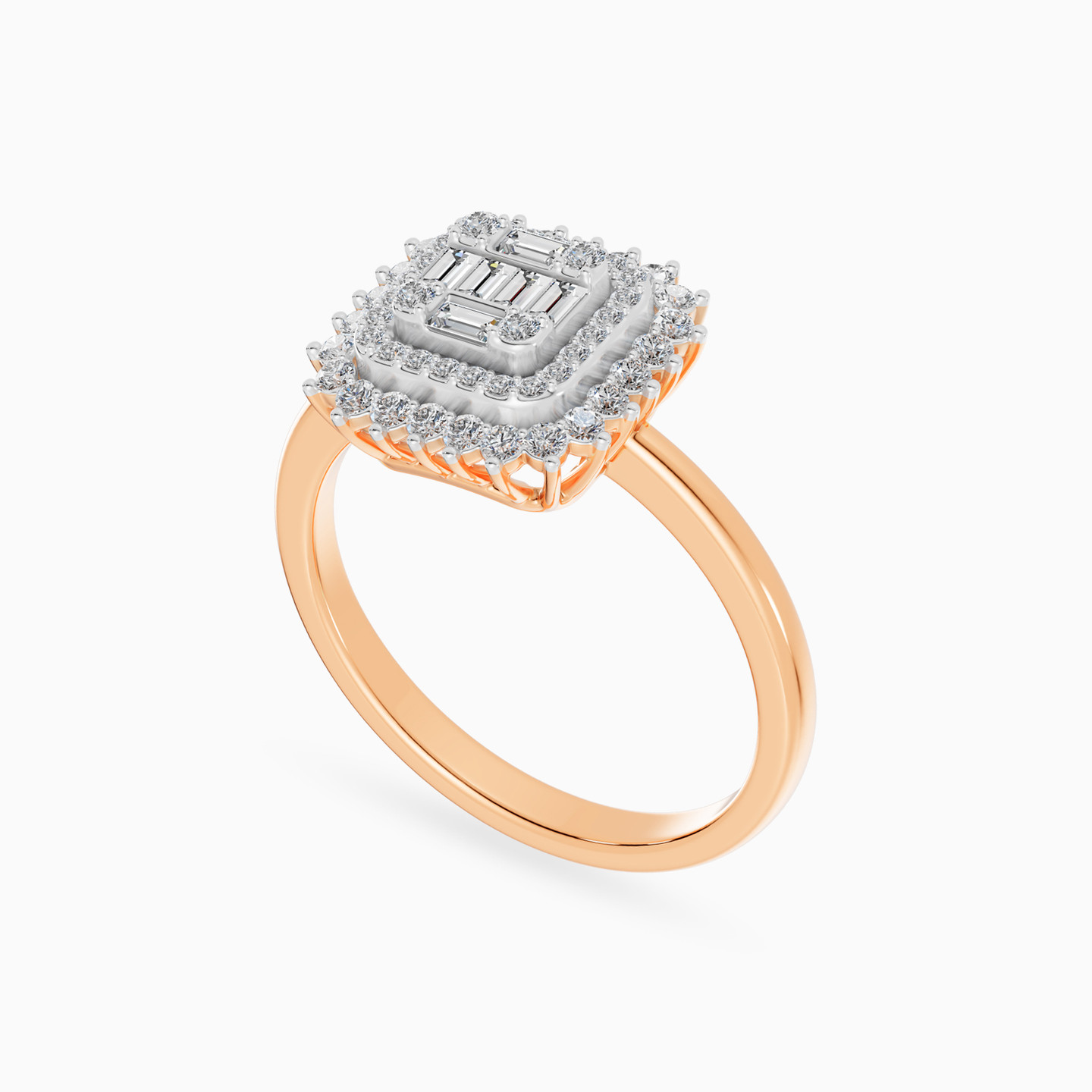 Rectangular Layered Clusters Diamond Ring in 18K Gold - 3 Rectangular Layered Clusters Diamond Ring in 18K Gold - 3