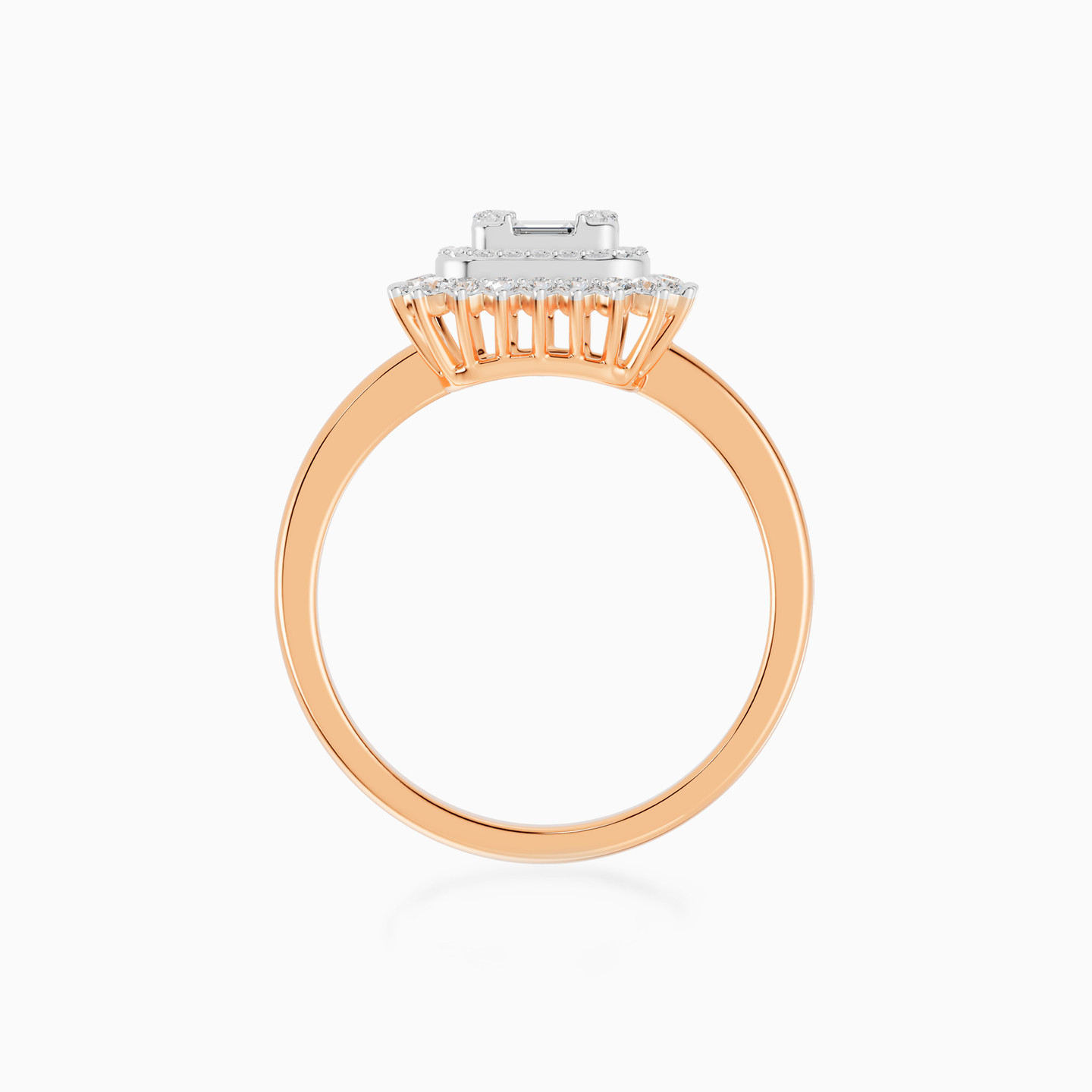 Rectangular Layered Clusters Diamond Ring in 18K Gold - 4 Rectangular Layered Clusters Diamond Ring in 18K Gold - 4