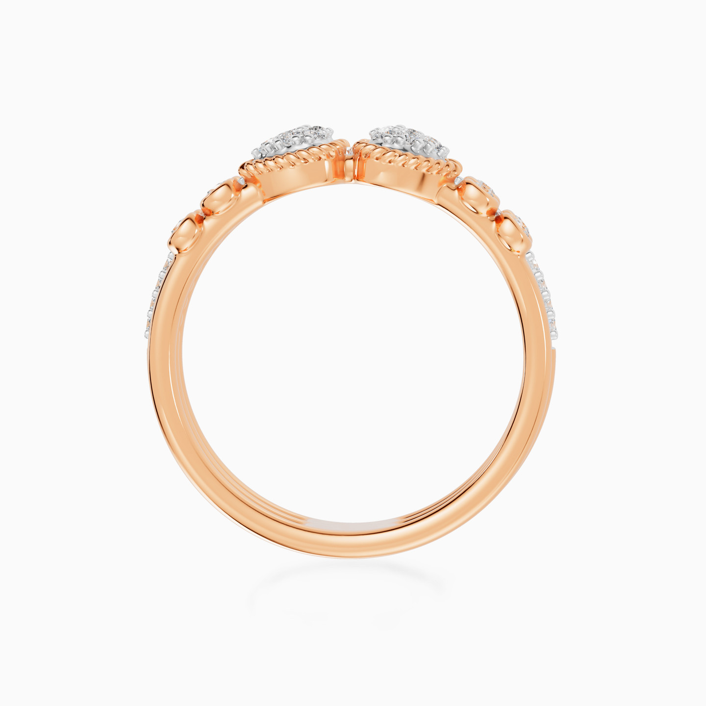 Pear Clusters Multiband Diamond Ring in 18K Gold - 4 Pear Clusters Multiband Diamond Ring in 18K Gold - 4