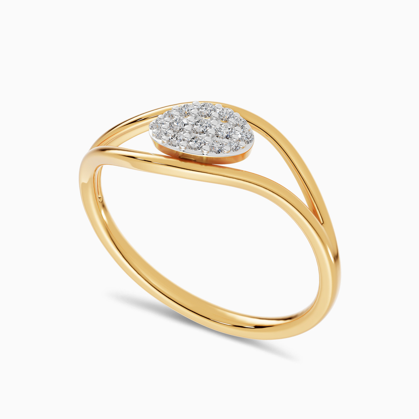 Oval Cluster Diamond Split Shank Ring in 18K Gold - 2 Oval Cluster Diamond Split Shank Ring in 18K Gold - 2