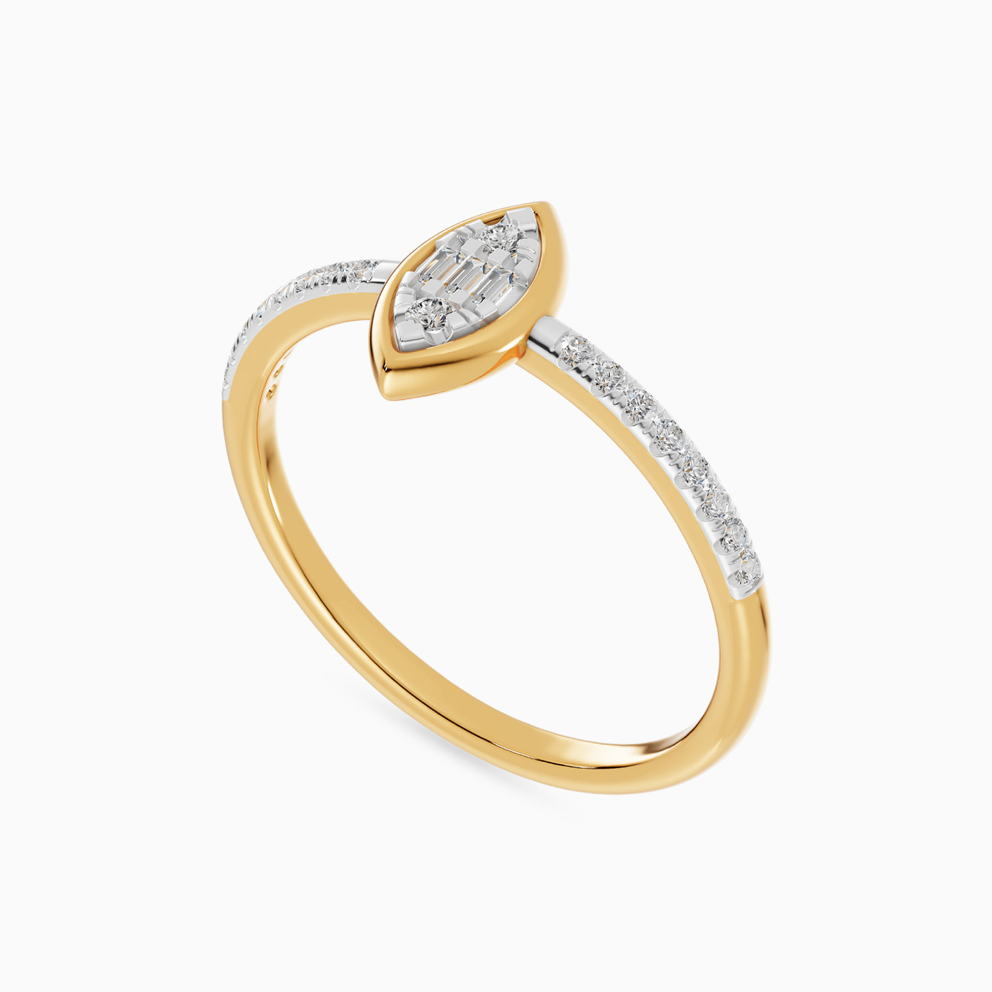 Marquise Cluster Diamond Bezel Ring in 18K Gold - 3 Marquise Cluster Diamond Bezel Ring in 18K Gold - 3