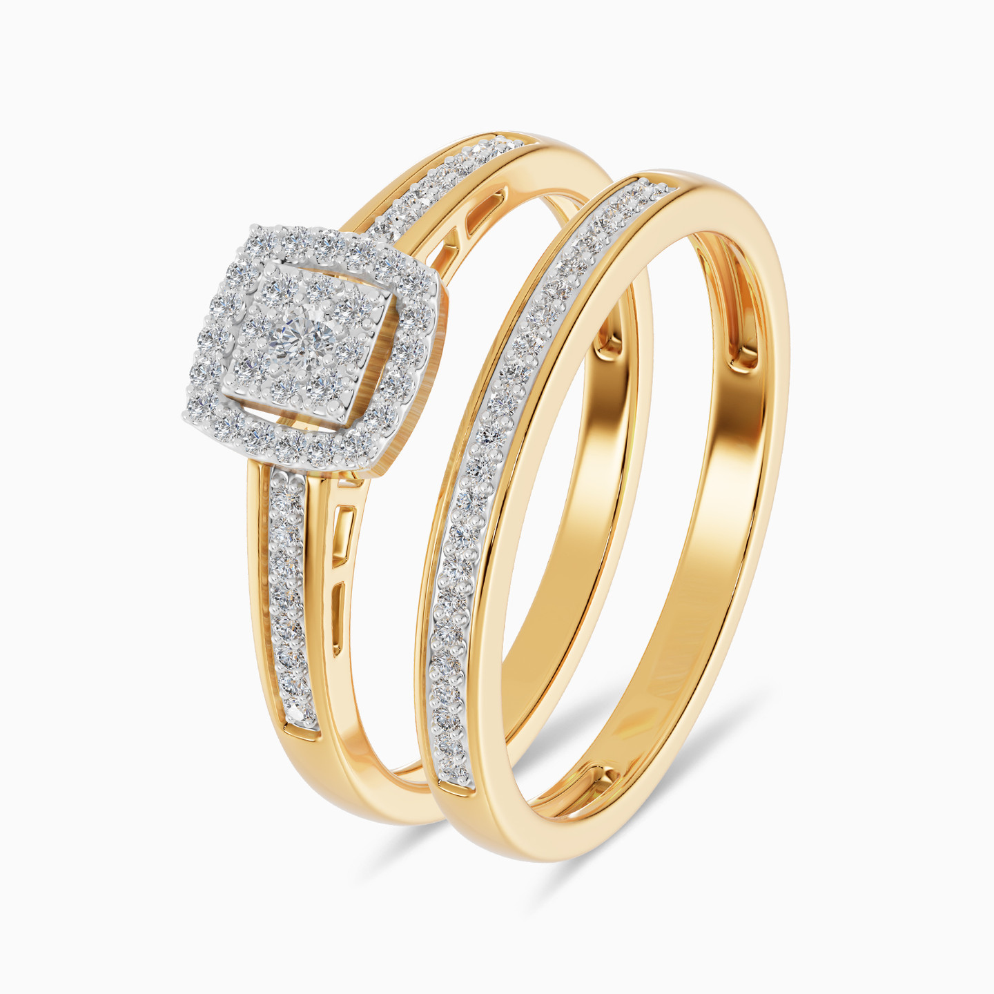 Cushion Cluster Diamond Twin Ring in 18K Gold Cushion Cluster Diamond Twin Ring in 18K Gold