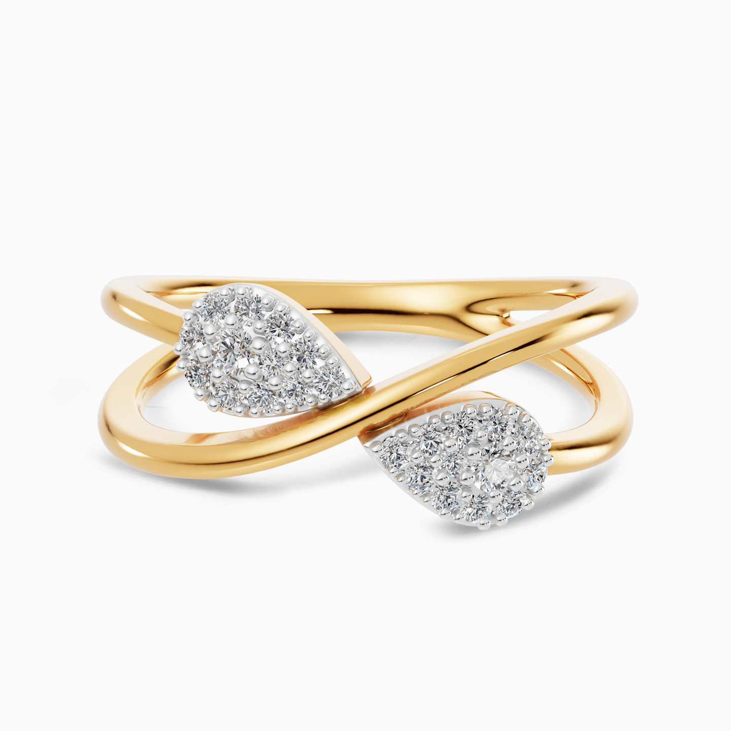 Pear Diamond Cross Over Ring in 18K Gold Pear Diamond Cross Over Ring in 18K Gold