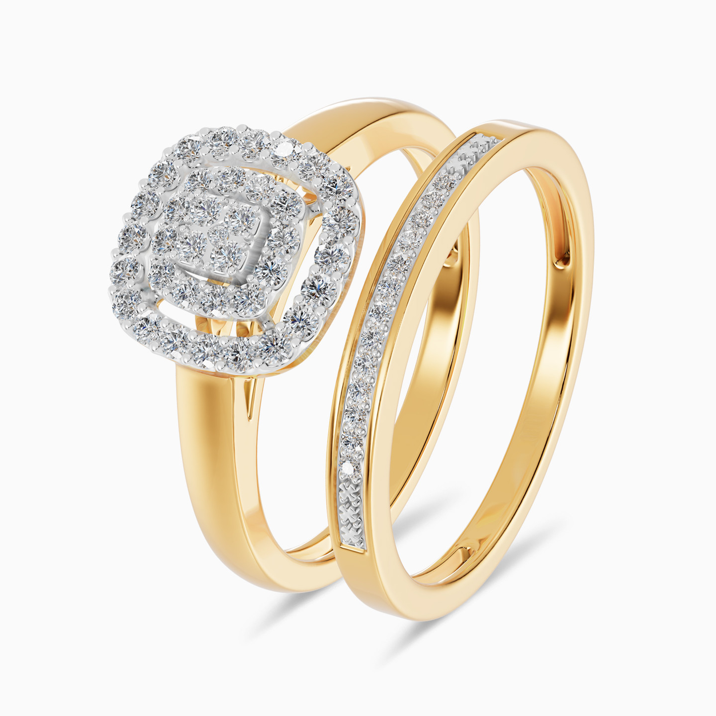 Cushion Cluster Diamond Twin Ring in 18K Gold Cushion Cluster Diamond Twin Ring in 18K Gold