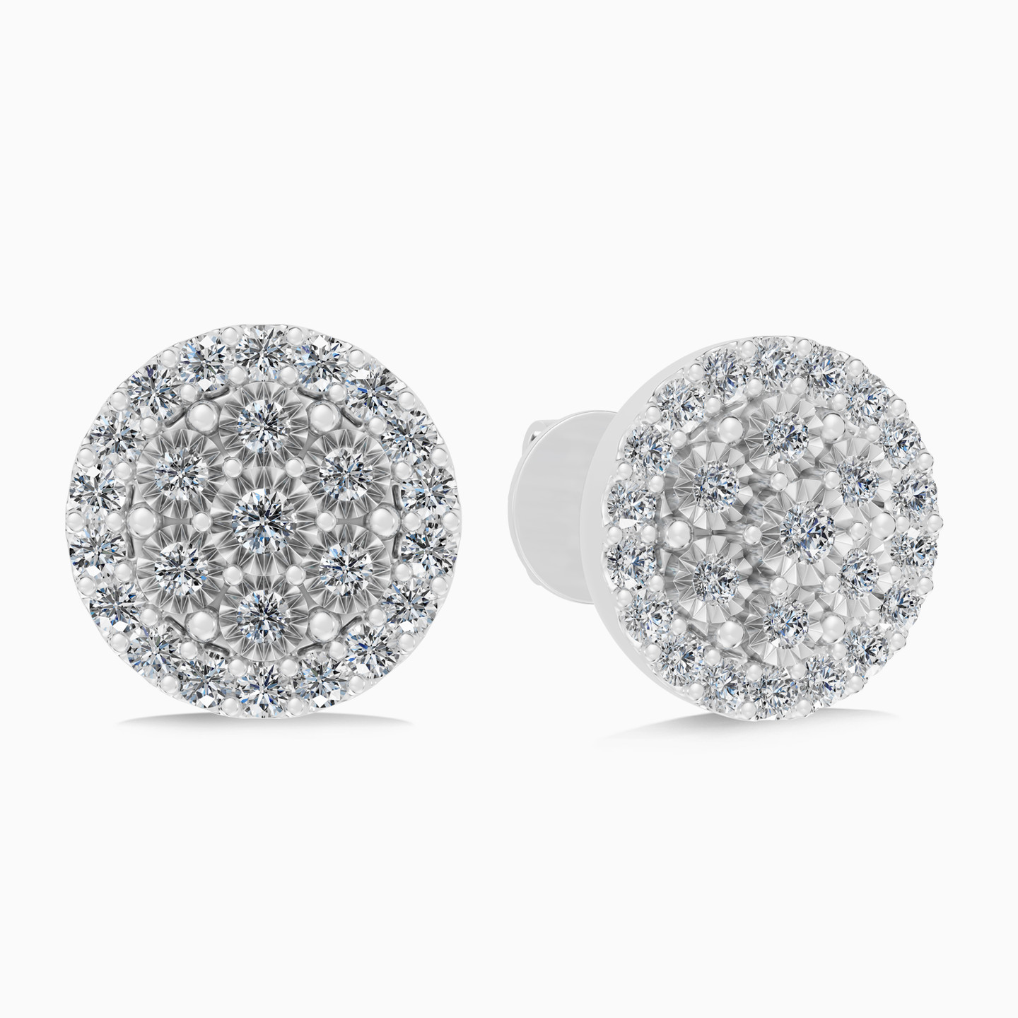 Floral Cluster Round Halo Diamond Stud Earrings in 18K Gold Floral Cluster Round Halo Diamond Stud Earrings in 18K Gold