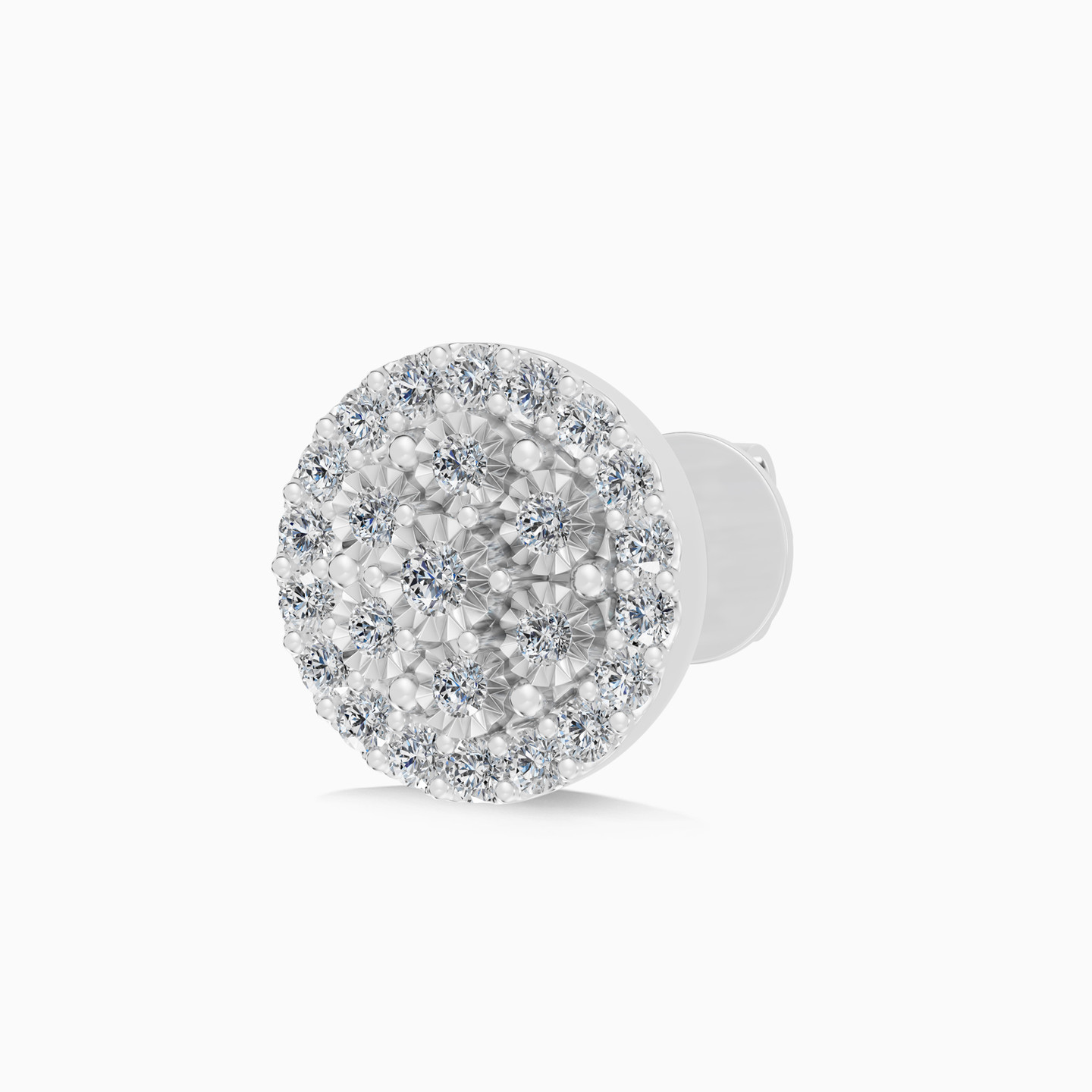 Floral Cluster Round Halo Diamond Stud Earrings in 18K Gold - 4 Floral Cluster Round Halo Diamond Stud Earrings in 18K Gold - 4