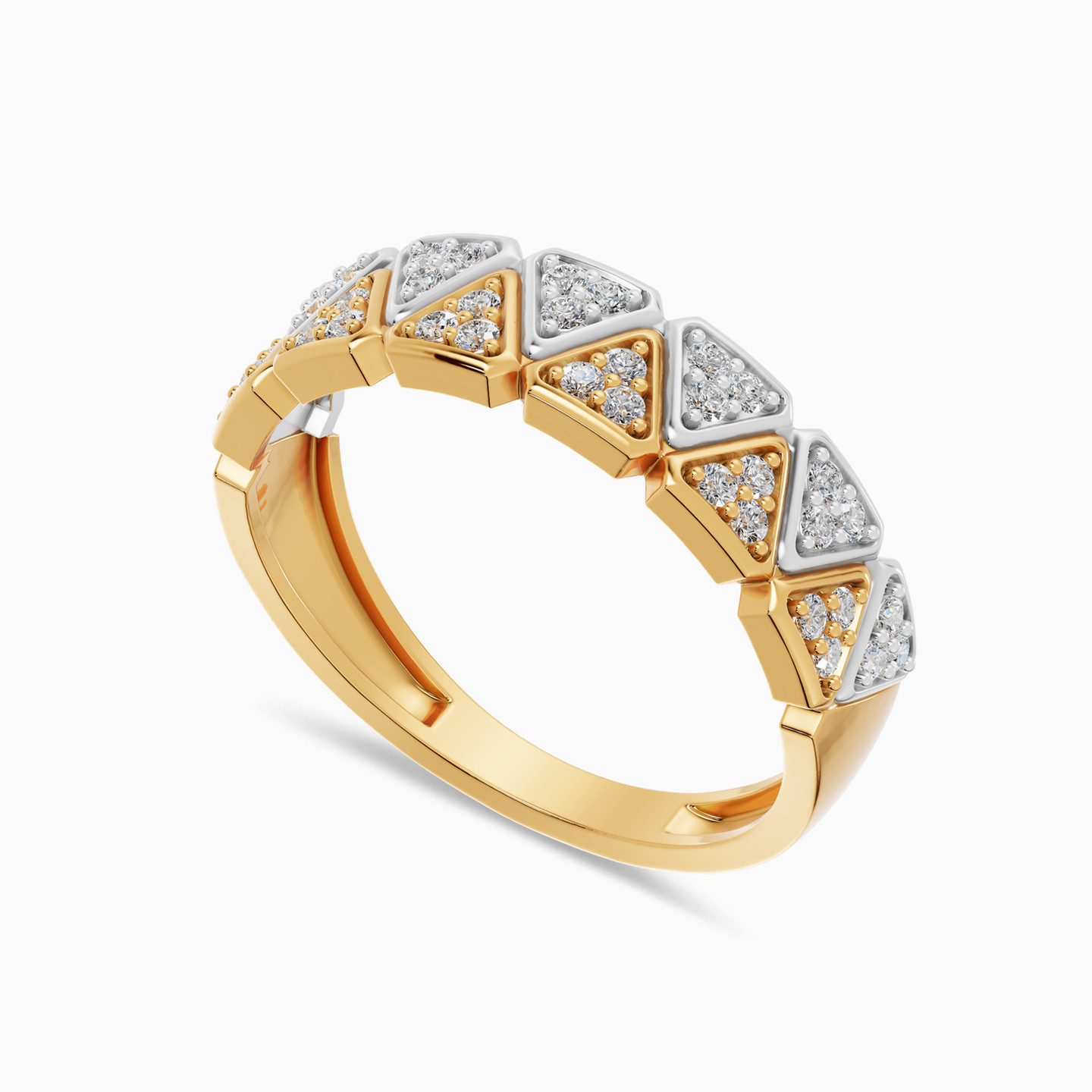 Triangular Frames Diamond Ring in 18K Gold - 2 Triangular Frames Diamond Ring in 18K Gold - 2