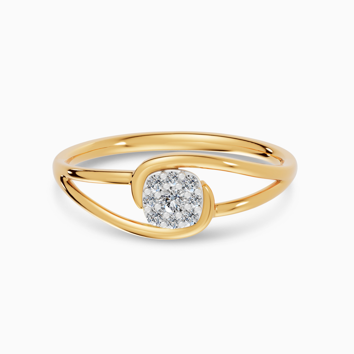 Round Cluster Diamond Split Shank Ring in 18K Gold Round Cluster Diamond Split Shank Ring in 18K Gold