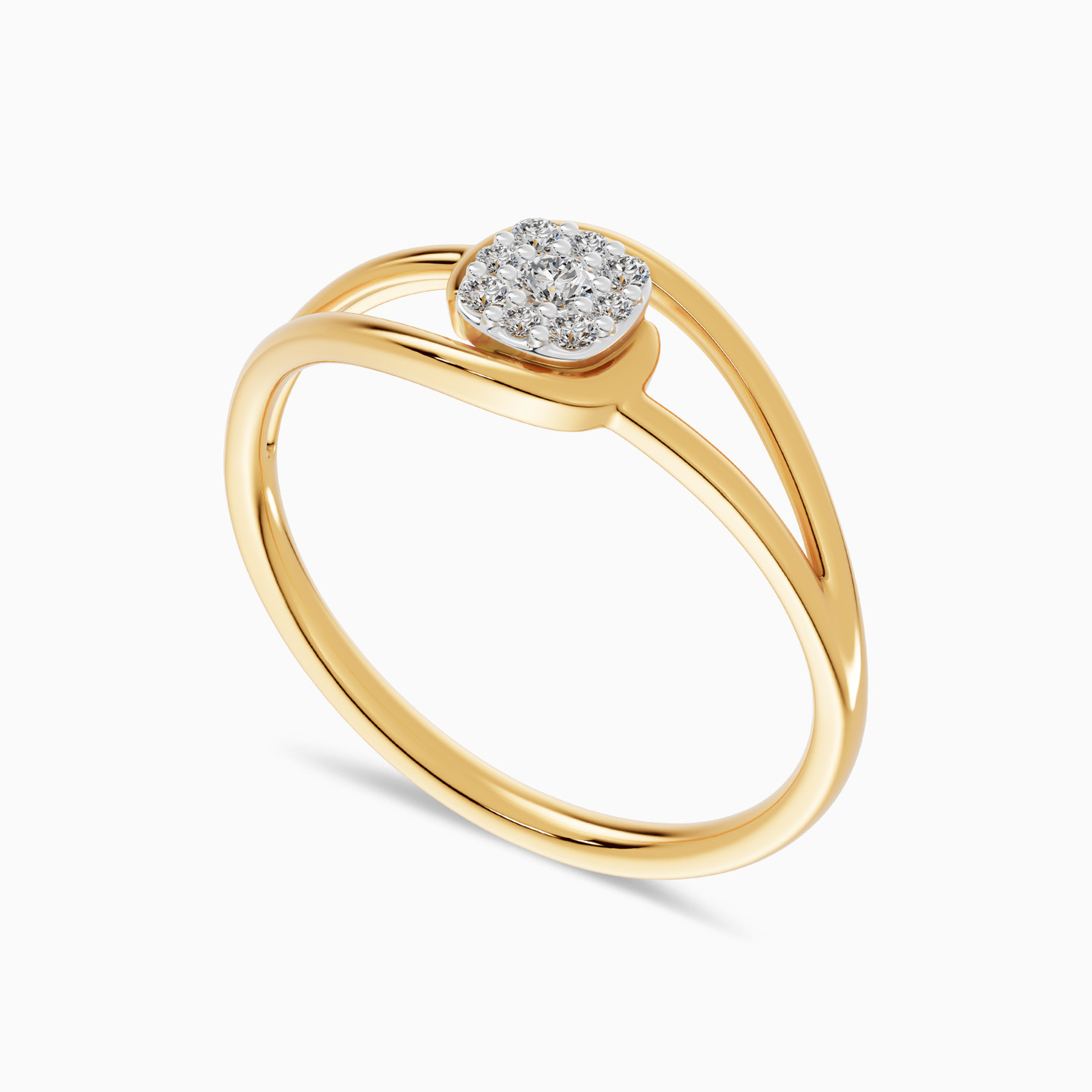 Round Cluster Diamond Split Shank Ring in 18K Gold - 3 Round Cluster Diamond Split Shank Ring in 18K Gold - 3