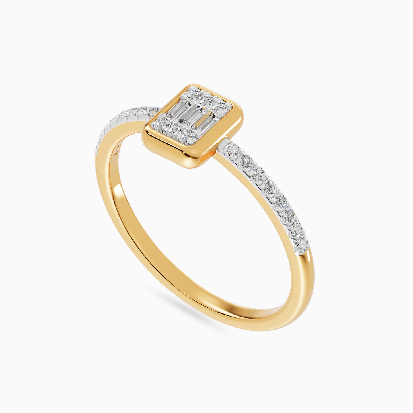 Petite Square Cluster Diamond Bezel Ring in 18K Gold - 3 Petite Square Cluster Diamond Bezel Ring in 18K Gold - 3