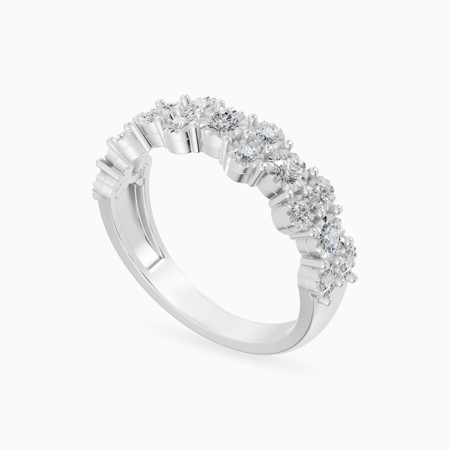 Scalloped Band Diamond Ring in 18K Gold - 3 Scalloped Band Diamond Ring in 18K Gold - 3