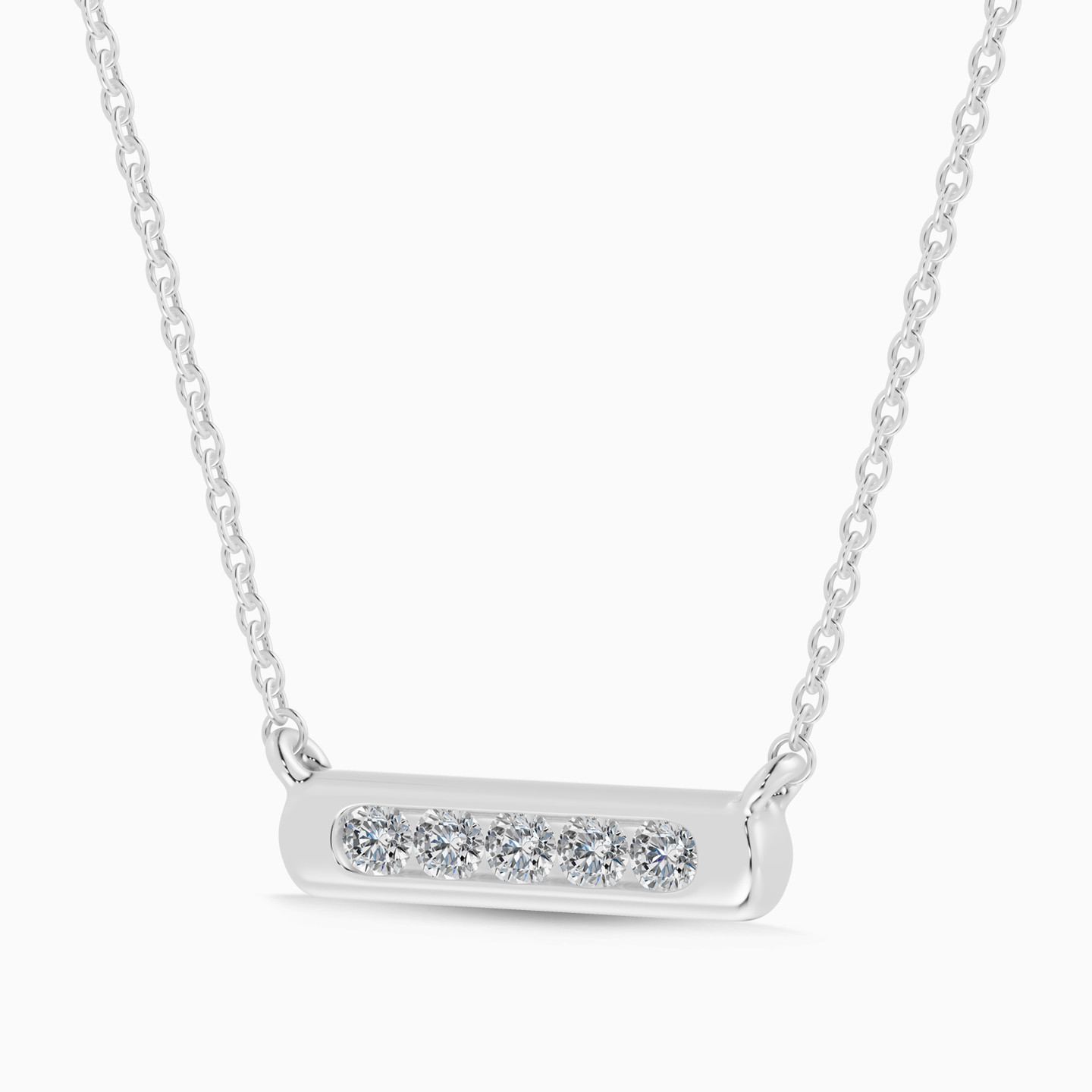 Short Line Diamond Pendant Necklace in 18K Gold - 2 Short Line Diamond Pendant Necklace in 18K Gold - 2