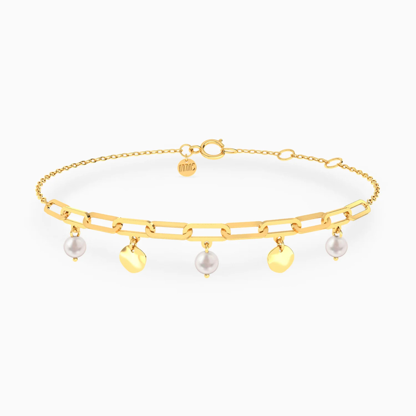 Paperclip & Pearls Chain Bracelet in 18K Gold Paperclip & Pearls Chain Bracelet in 18K Gold