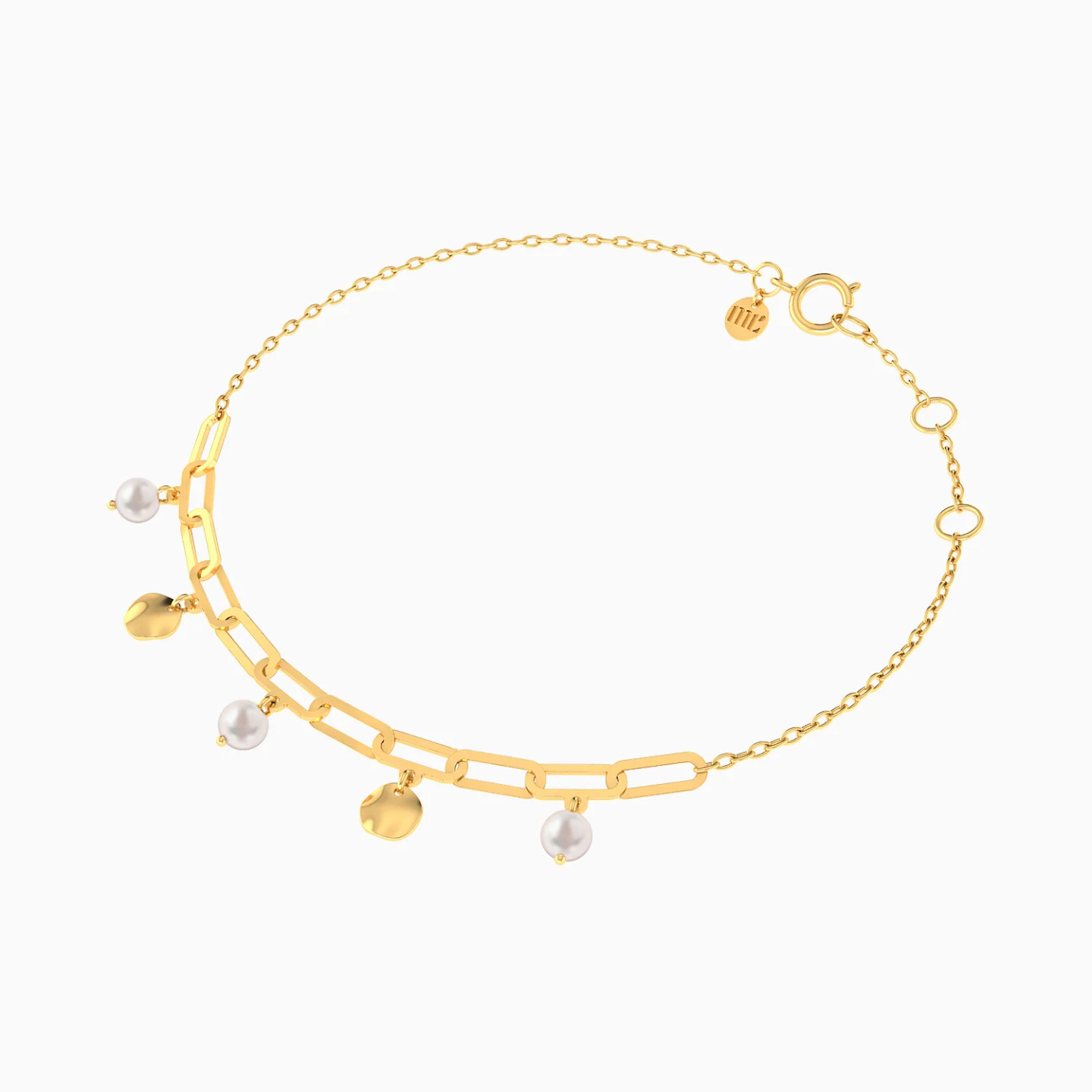 Paperclip & Pearls Chain Bracelet in 18K Gold - 3 Paperclip & Pearls Chain Bracelet in 18K Gold - 3
