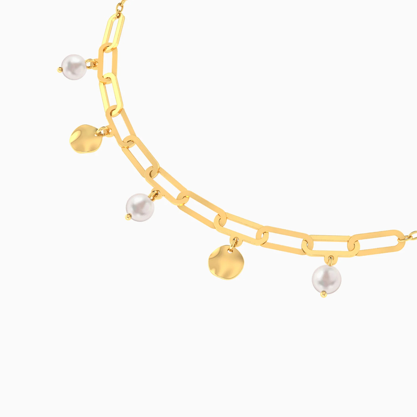 Paperclip & Pearls Chain Bracelet in 18K Gold - 4 Paperclip & Pearls Chain Bracelet in 18K Gold - 4