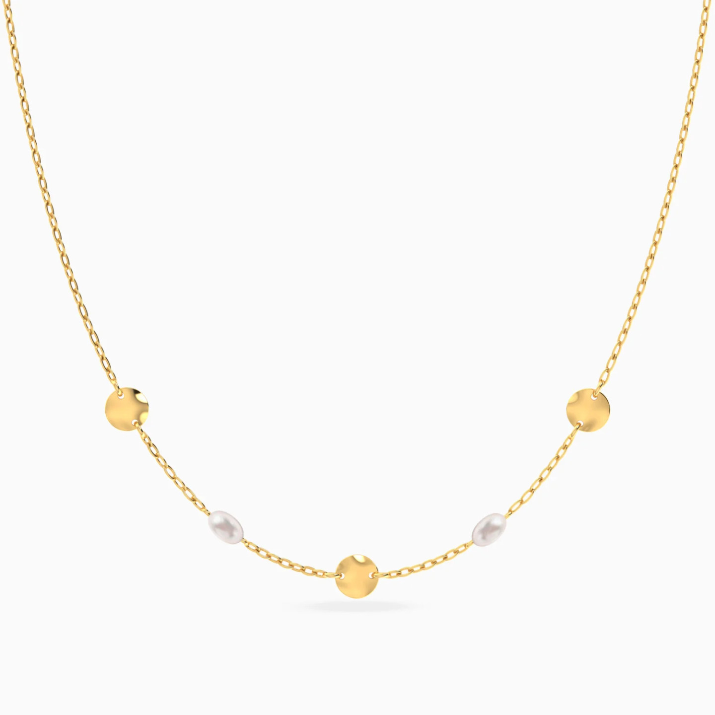 Round Discs Pearl Necklace in 18K Gold Round Discs Pearl Necklace in 18K Gold