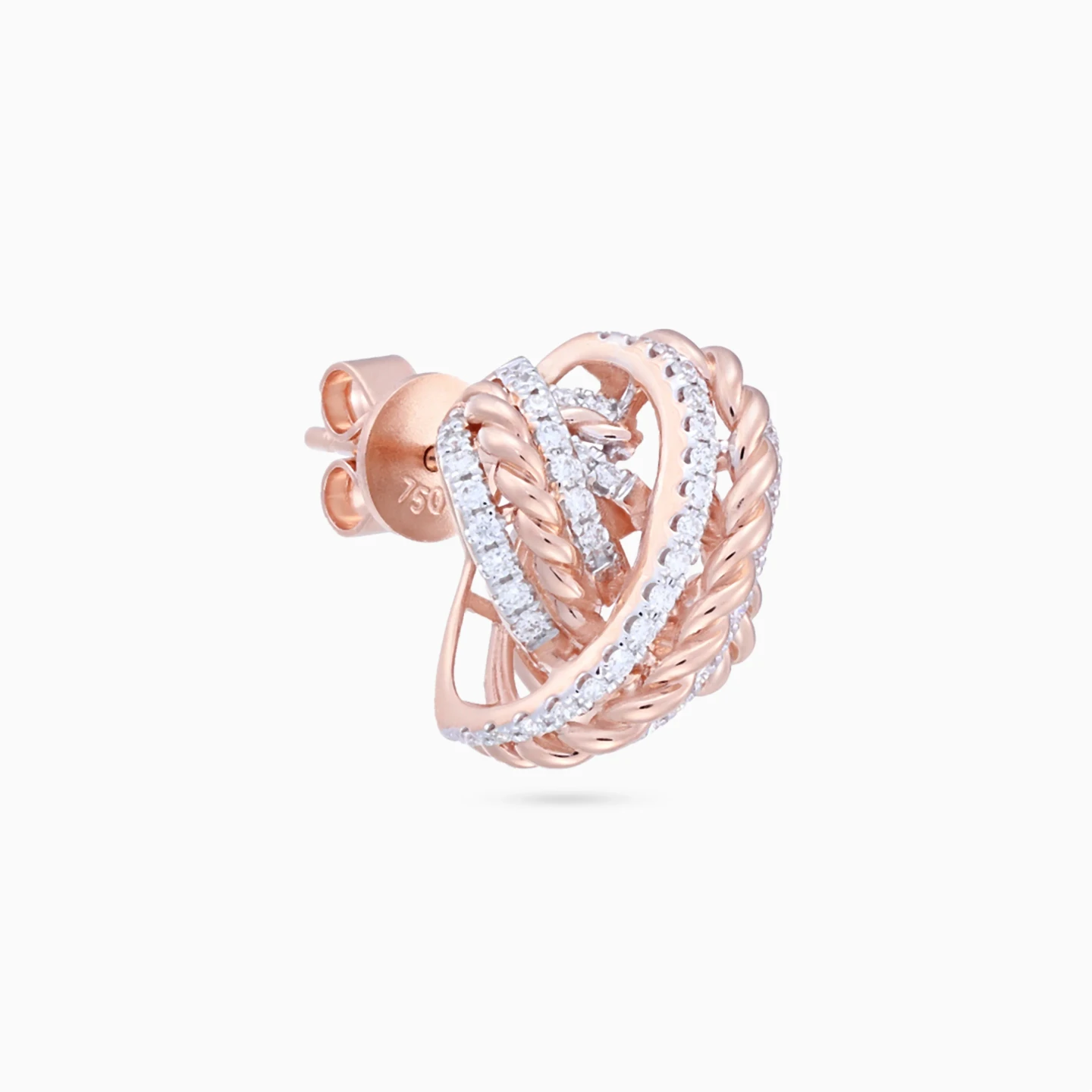 Twisted Rope Diamond Wide Stud Earrings in 18K Gold - 4 Twisted Rope Diamond Wide Stud Earrings in 18K Gold - 4