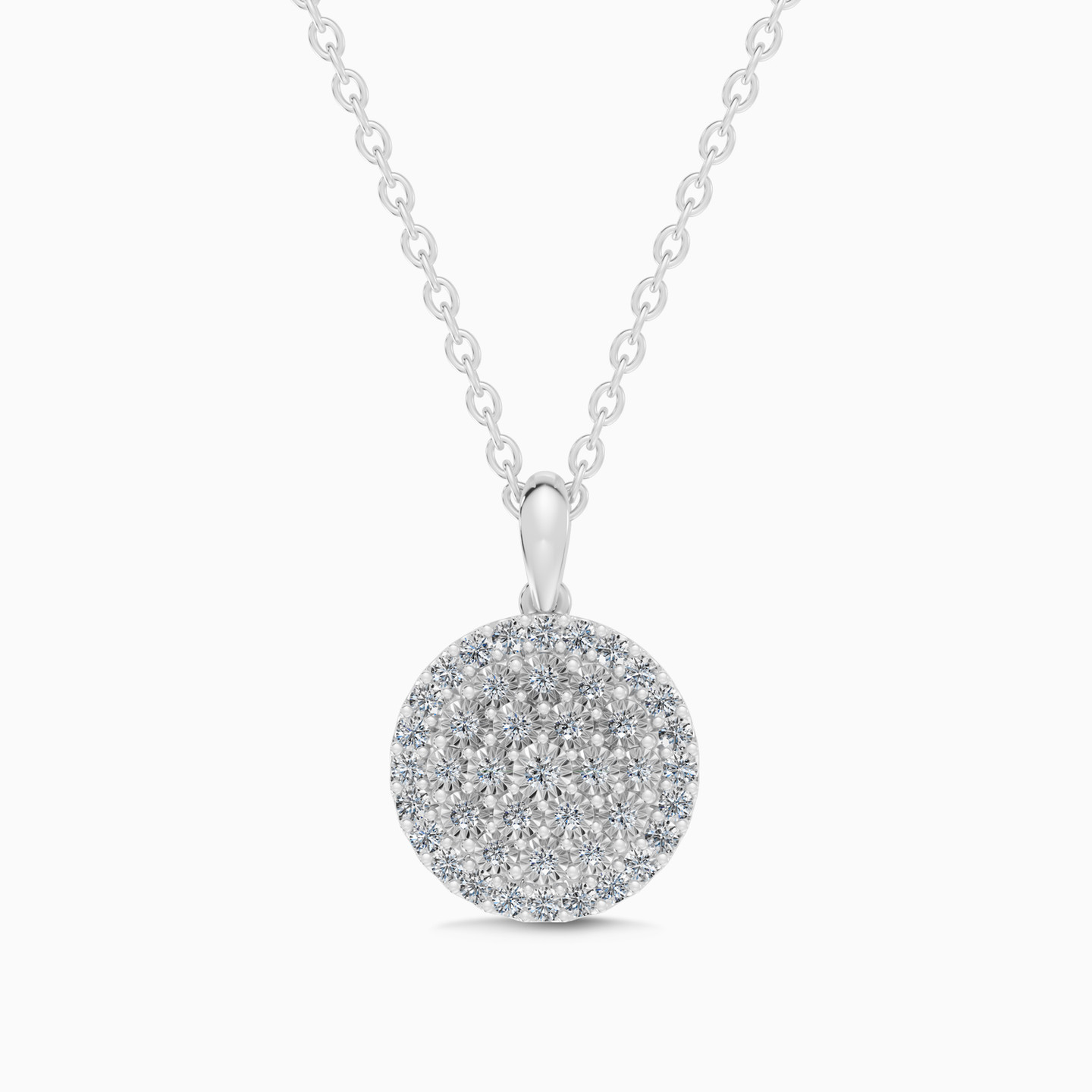 Floral Cluster Round Halo Diamond Pendant Necklace in 18K Gold - 2 Floral Cluster Round Halo Diamond Pendant Necklace in 18K Gold - 2