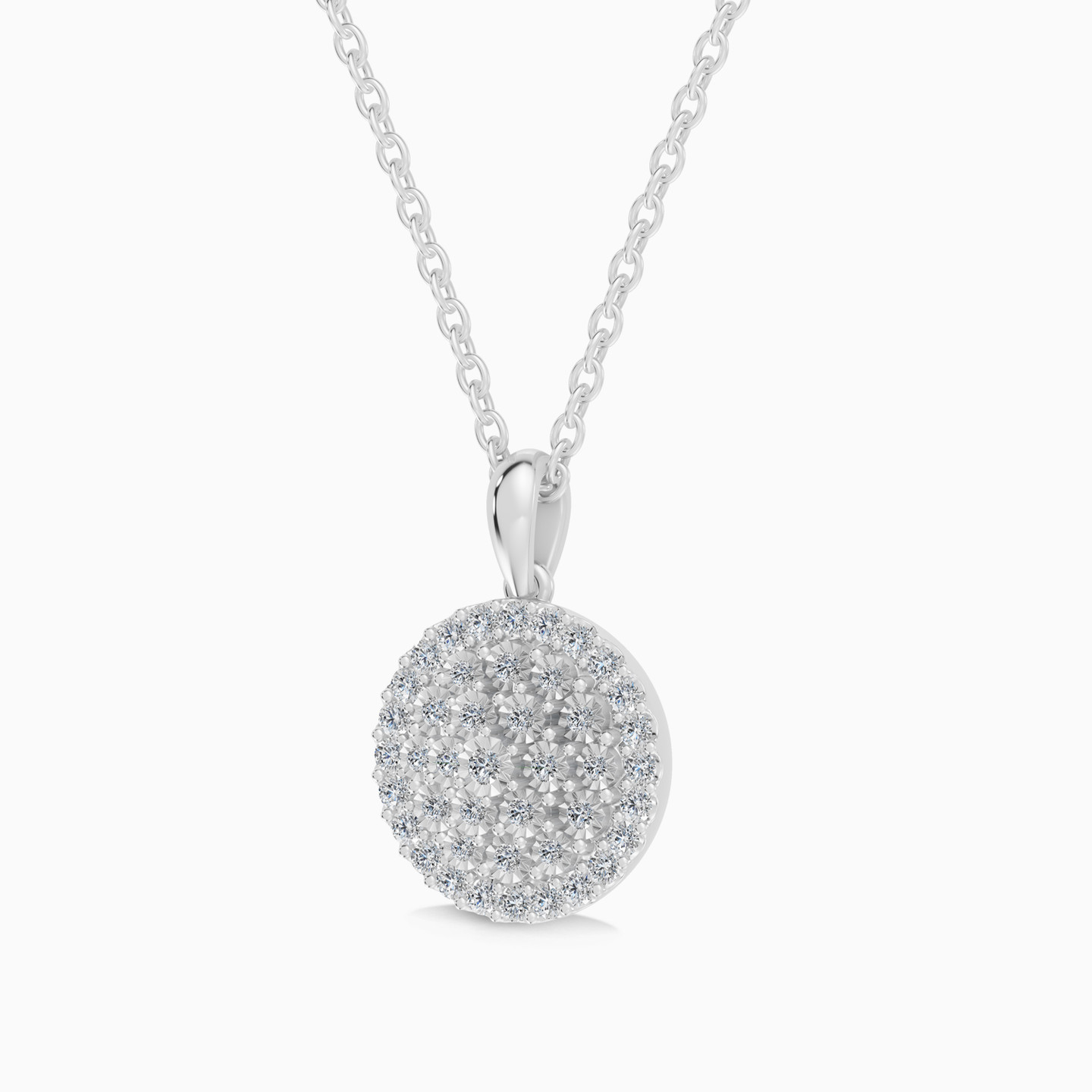 Floral Cluster Round Halo Diamond Pendant Necklace in 18K Gold - 3 Floral Cluster Round Halo Diamond Pendant Necklace in 18K Gold - 3