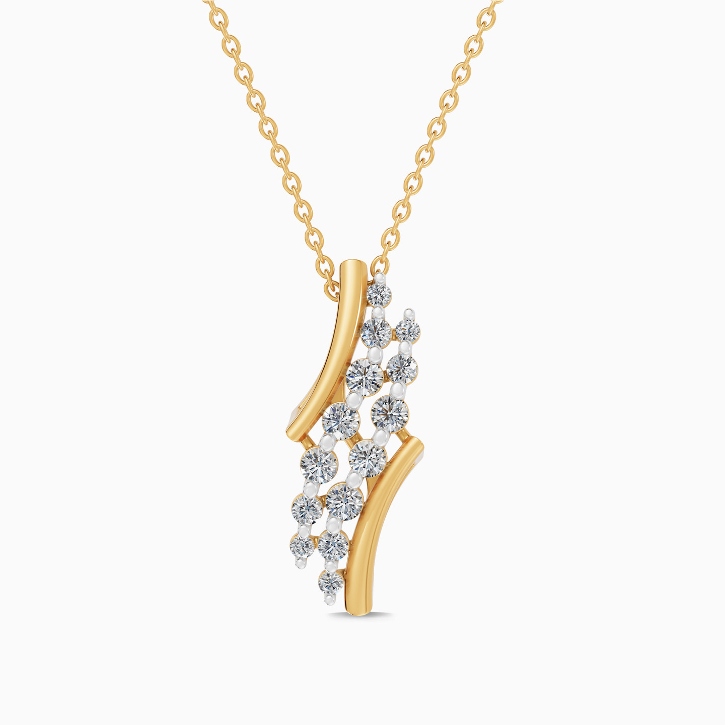 Vertical Curves Diamond Pendant Necklace in 18K Gold Vertical Curves Diamond Pendant Necklace in 18K Gold