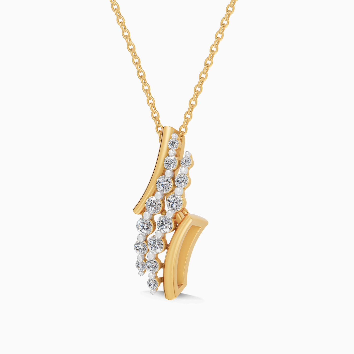 Vertical Curves Diamond Pendant Necklace in 18K Gold - 2 Vertical Curves Diamond Pendant Necklace in 18K Gold - 2