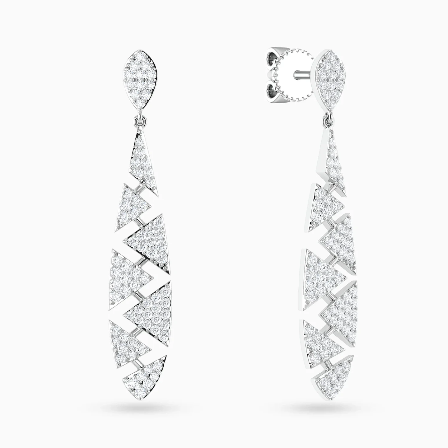 Tringular Pattern Diamond Drop Earrings in 18K Gold Tringular Pattern Diamond Drop Earrings in 18K Gold