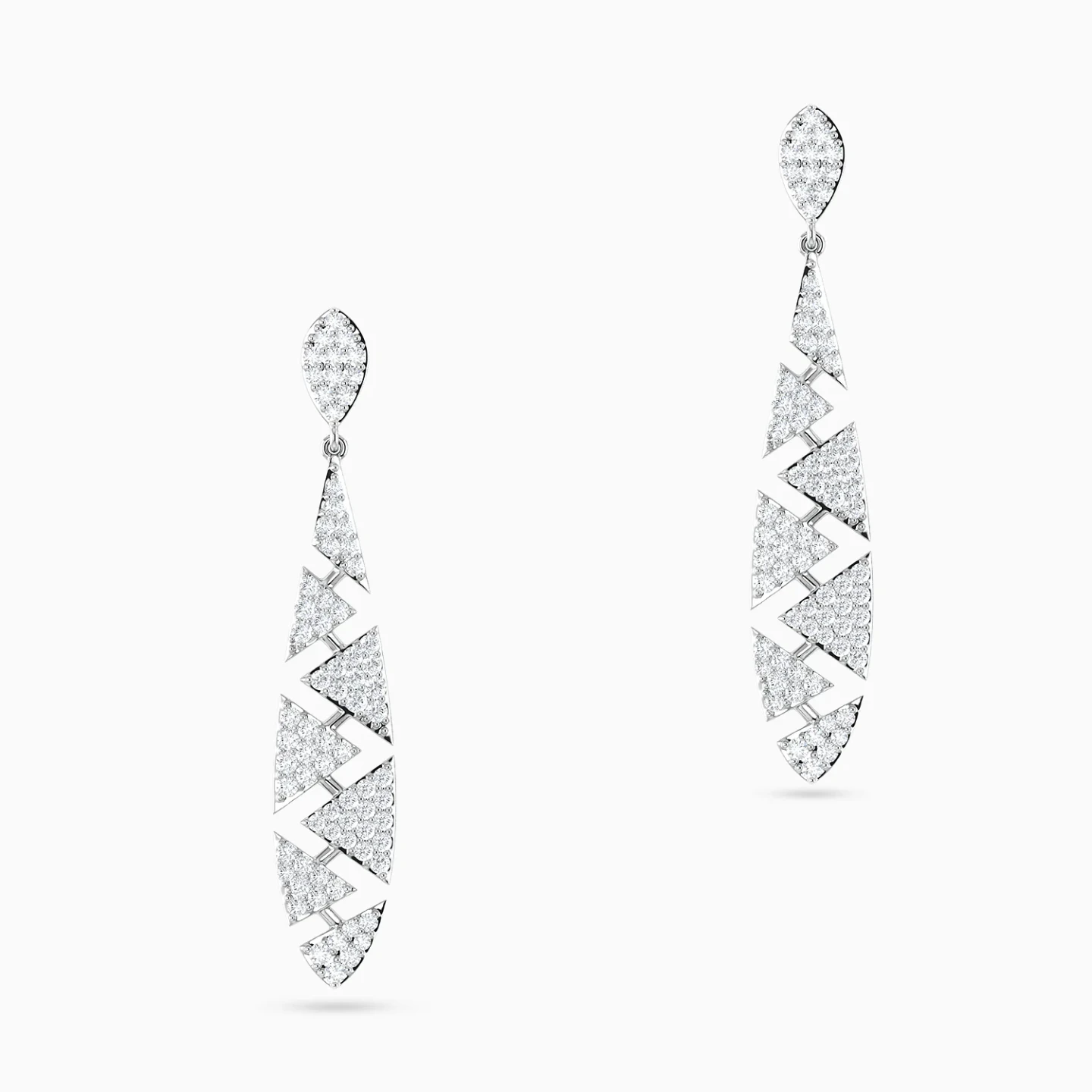 Tringular Pattern Diamond Drop Earrings in 18K Gold - 3 Tringular Pattern Diamond Drop Earrings in 18K Gold - 3