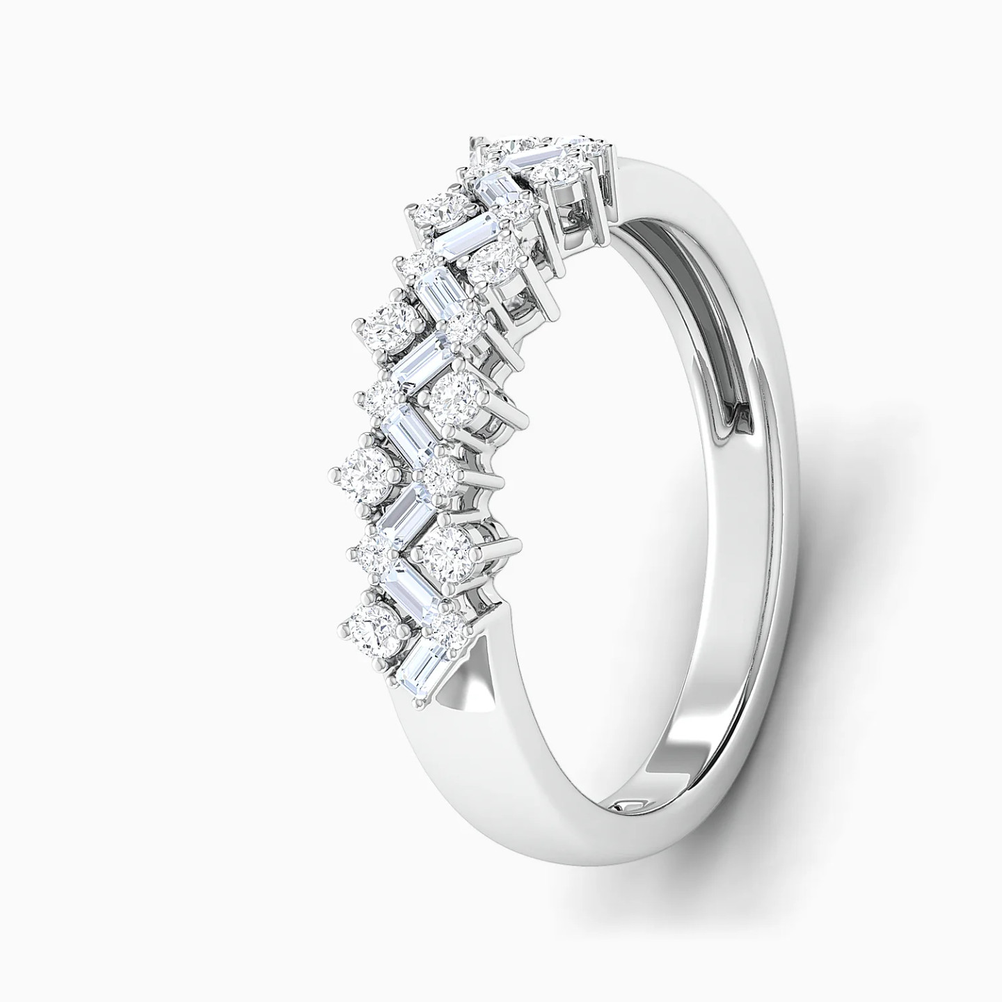 Zigzag & Rectangular Cluster Diamond Twin Rings in 18K Gold - 3 Zigzag & Rectangular Cluster Diamond Twin Rings in 18K Gold - 3