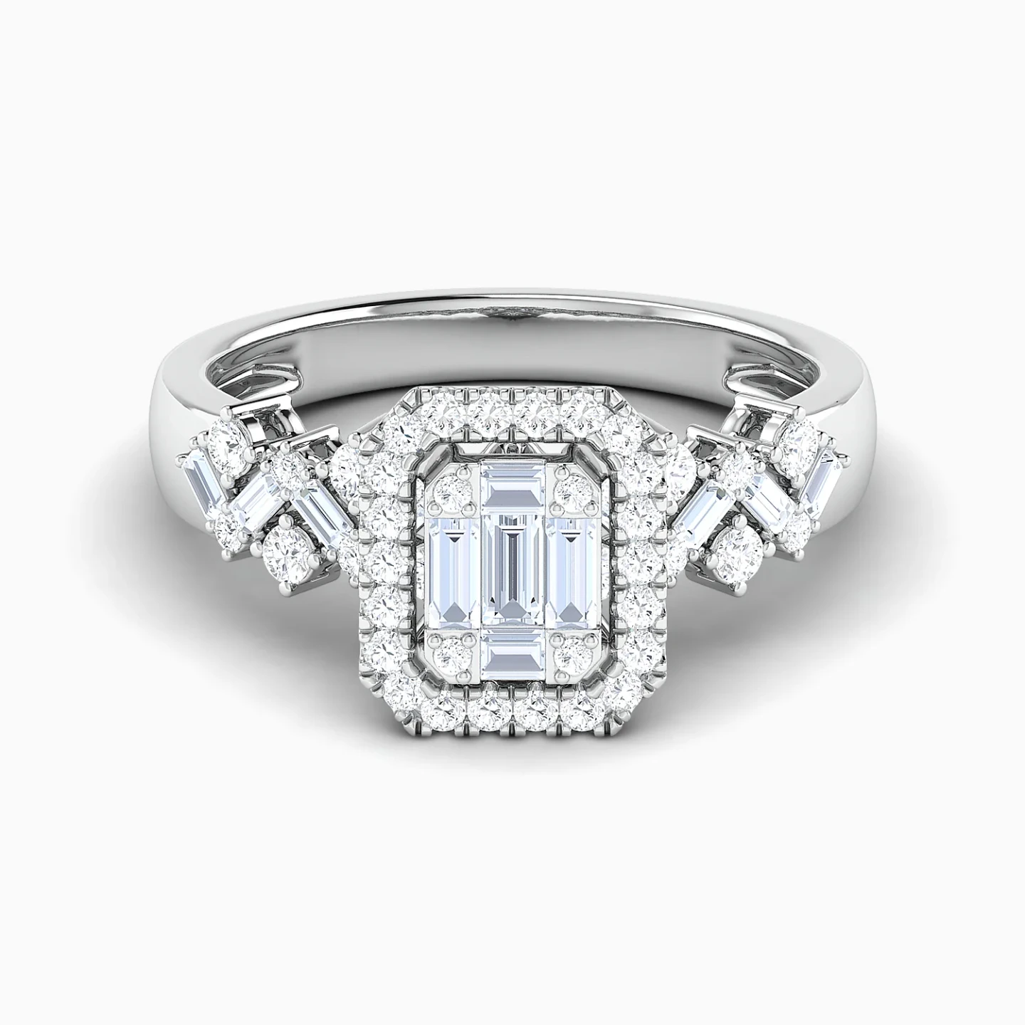 Zigzag & Rectangular Cluster Diamond Twin Rings in 18K Gold - 4 Zigzag & Rectangular Cluster Diamond Twin Rings in 18K Gold - 4