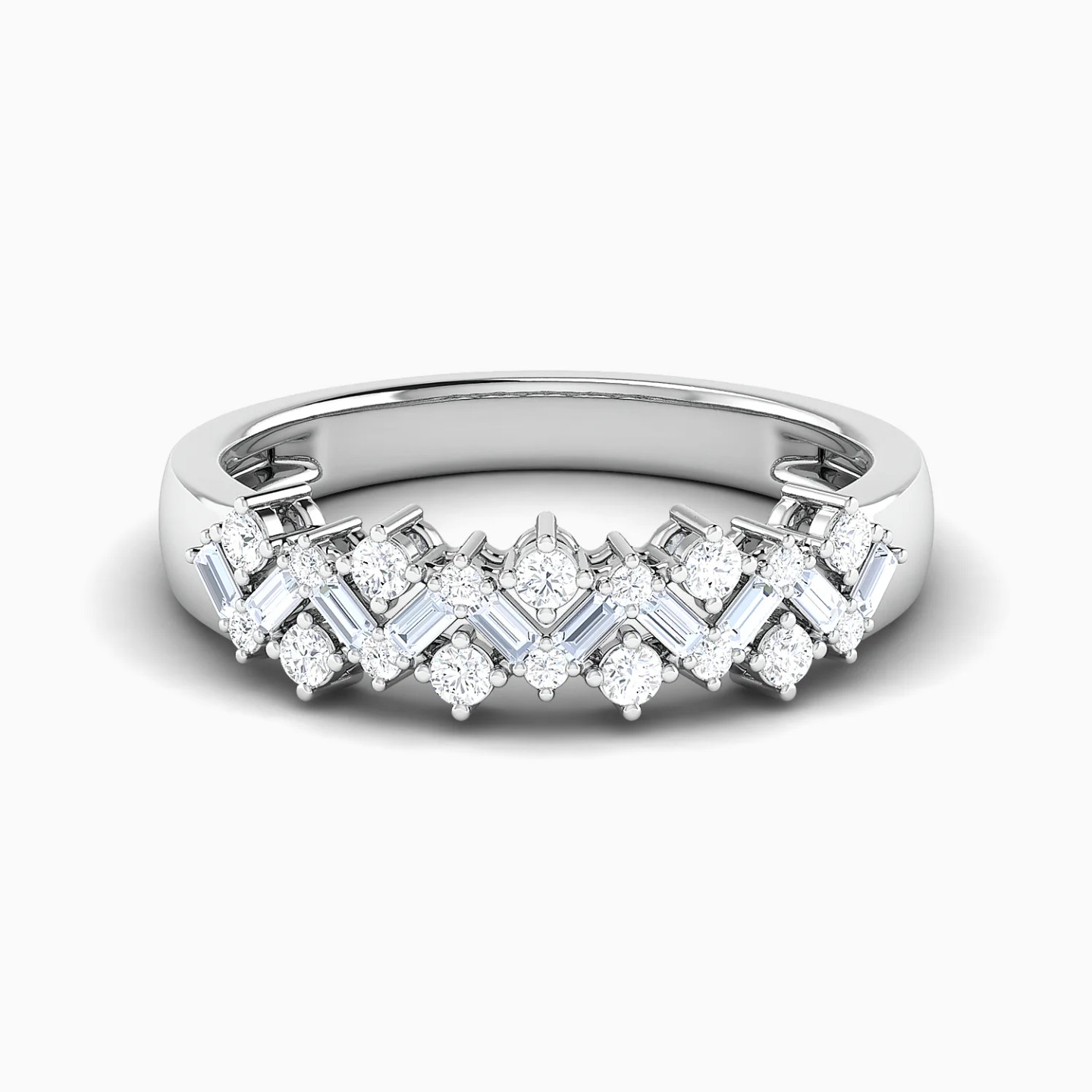Zigzag & Rectangular Cluster Diamond Twin Rings in 18K Gold - 5 Zigzag & Rectangular Cluster Diamond Twin Rings in 18K Gold - 5