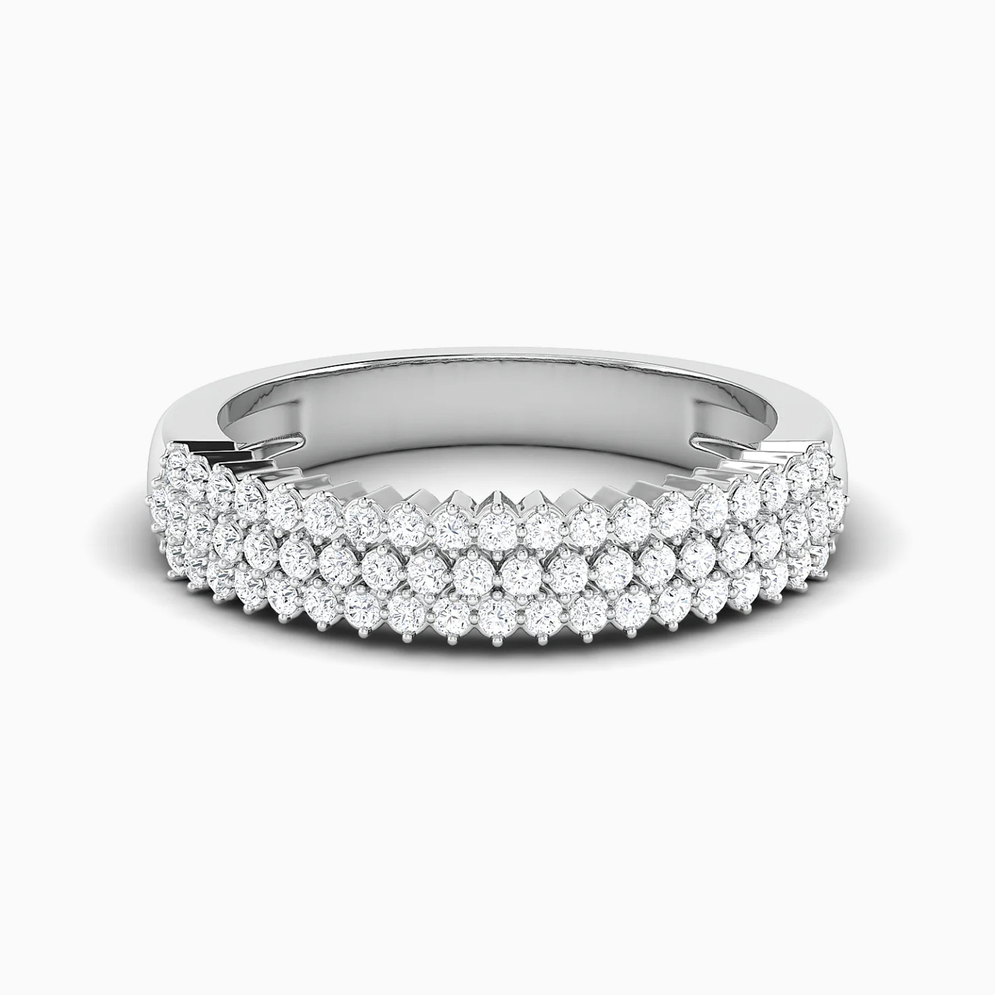 Studded Band & Square Cluster Diamond Twin Rings in 18K Gold - 5 Studded Band & Square Cluster Diamond Twin Rings in 18K Gold - 5