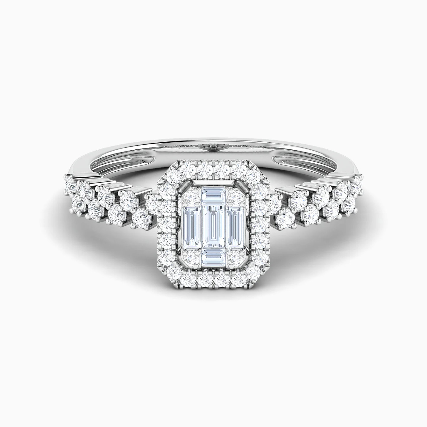 Elevated Square Cluster Diamond Twin Rings in 18K Gold - 4 Elevated Square Cluster Diamond Twin Rings in 18K Gold - 4