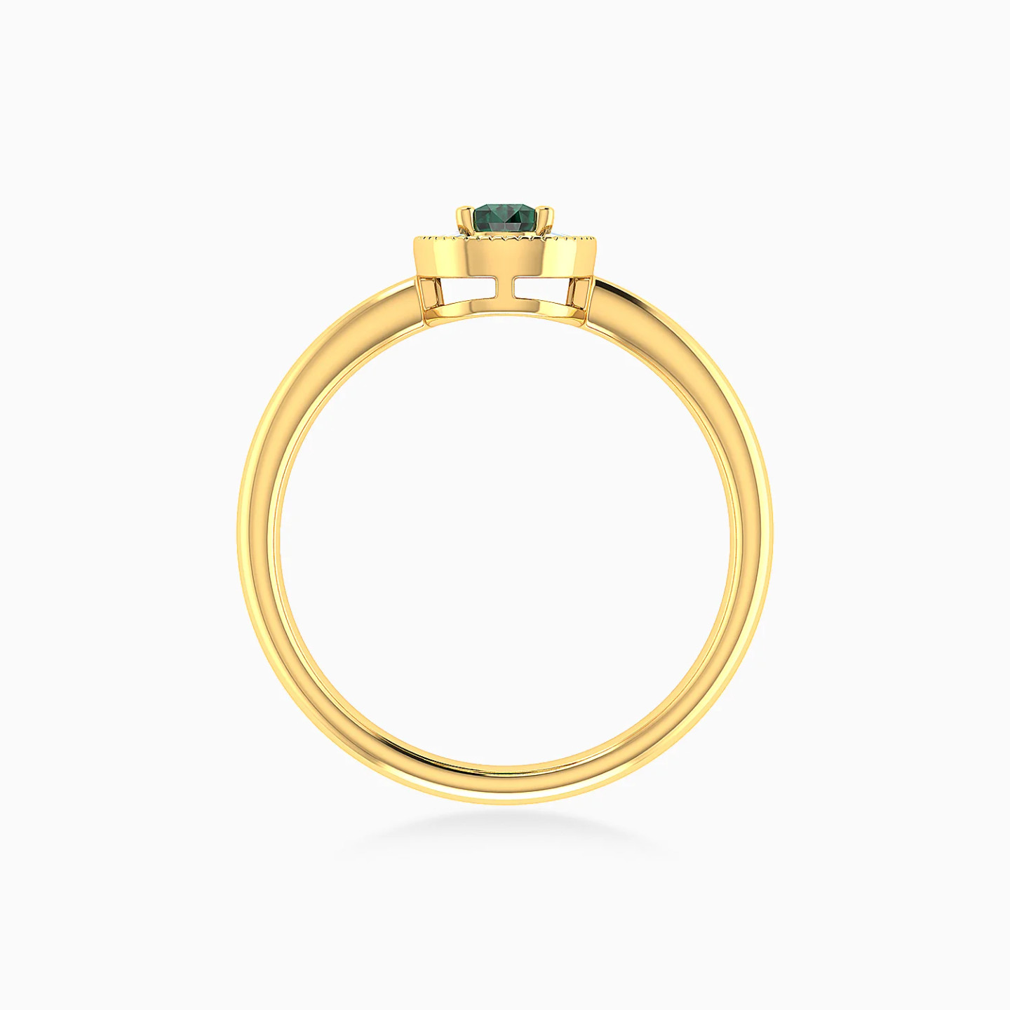 Pear Halo Green Stone Diamond Ring in 18K Gold - 4 Pear Halo Green Stone Diamond Ring in 18K Gold - 4