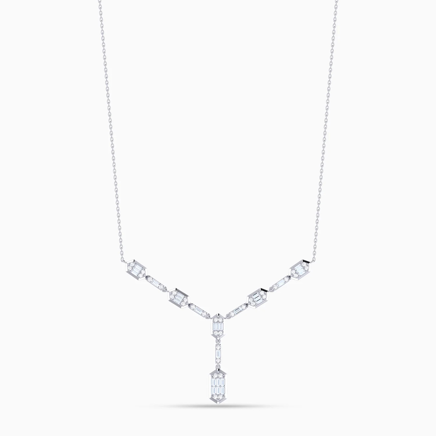 Geometric Frames Diamond Y Shaped Necklace in 18K Gold Geometric Frames Diamond Y Shaped Necklace in 18K Gold