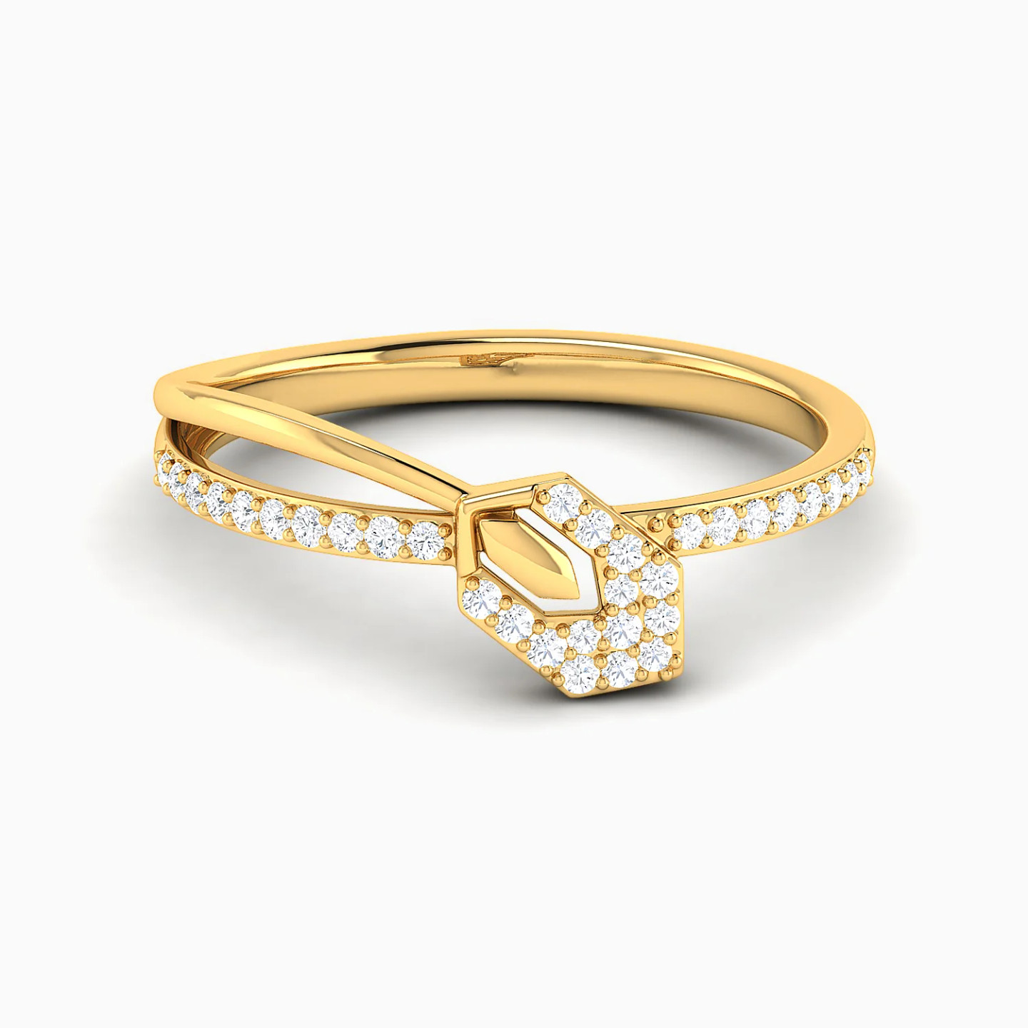 Hexagonal Frame Diamond Ring in 18K Gold Hexagonal Frame Diamond Ring in 18K Gold
