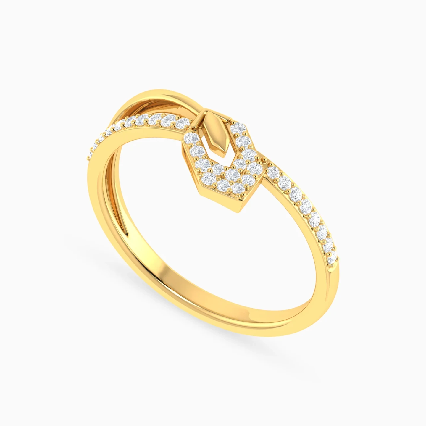 Hexagonal Frame Diamond Ring in 18K Gold - 3 Hexagonal Frame Diamond Ring in 18K Gold - 3