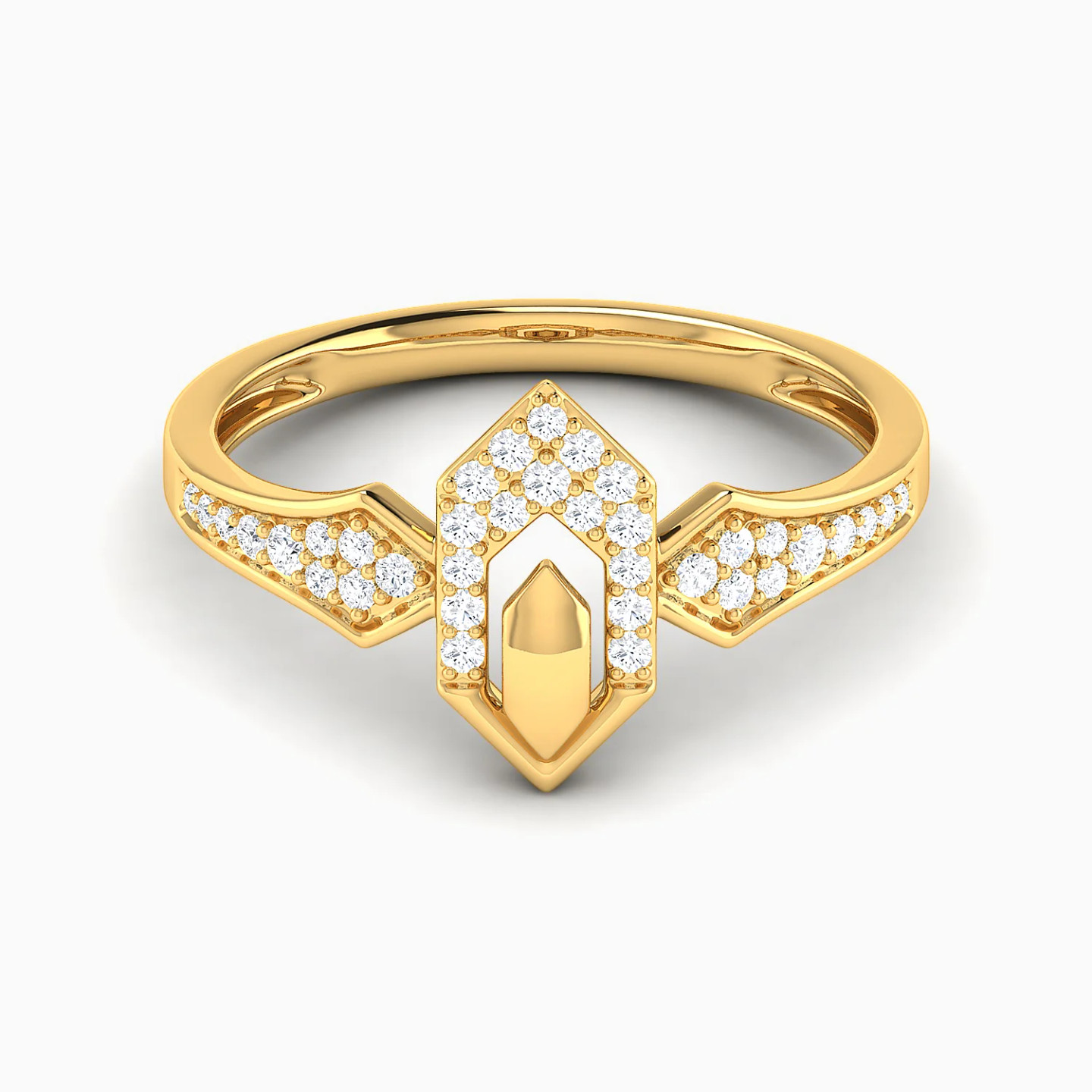 Vertical Hexagonal Frame Diamond Ring in 18K Gold Vertical Hexagonal Frame Diamond Ring in 18K Gold