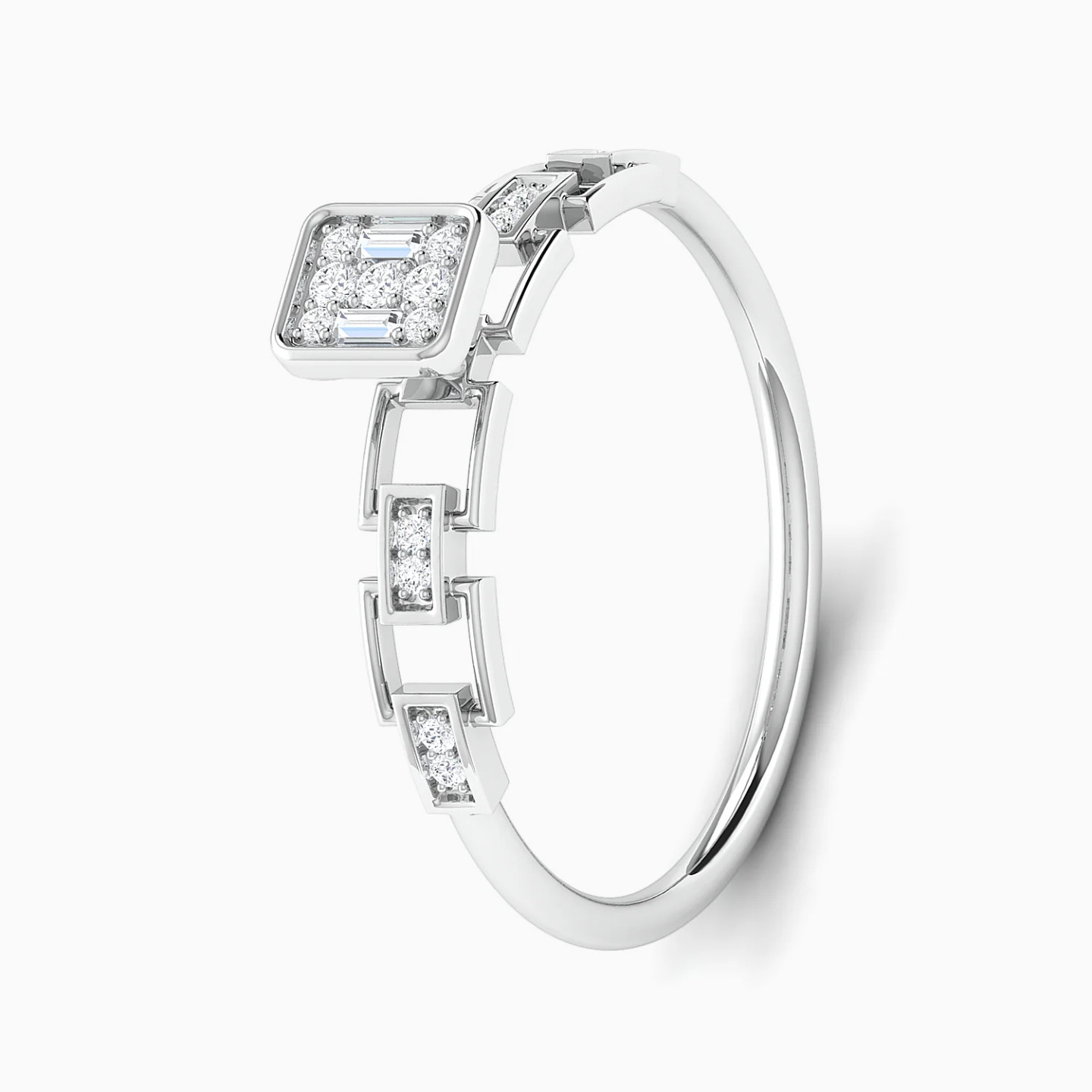 Square & Rectangular Clusters Diamond Twin Rings in 18K Gold - 2 Square & Rectangular Clusters Diamond Twin Rings in 18K Gold - 2