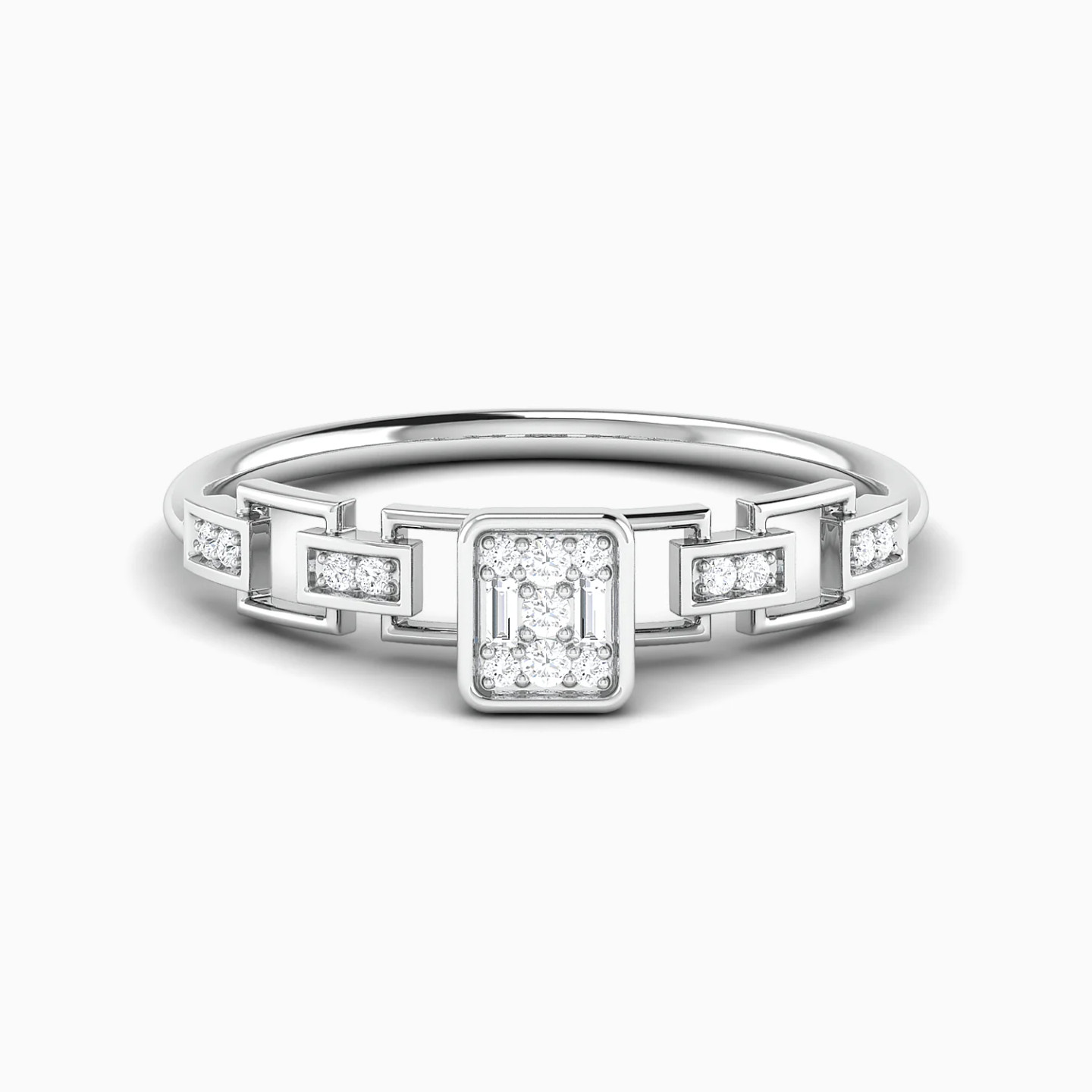Square & Rectangular Clusters Diamond Twin Rings in 18K Gold - 4 Square & Rectangular Clusters Diamond Twin Rings in 18K Gold - 4